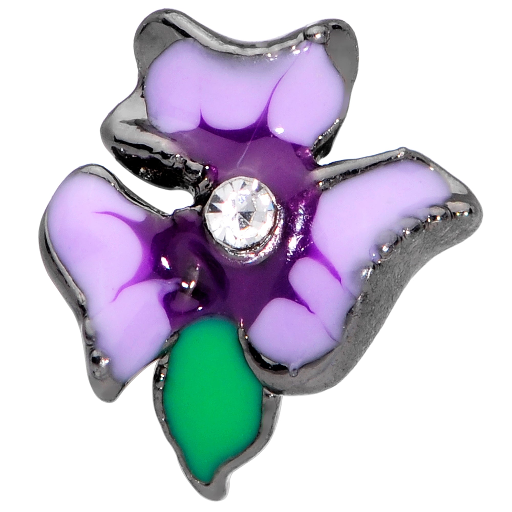 20G 1/4 Clear Gem Purple Iris Nose Bone