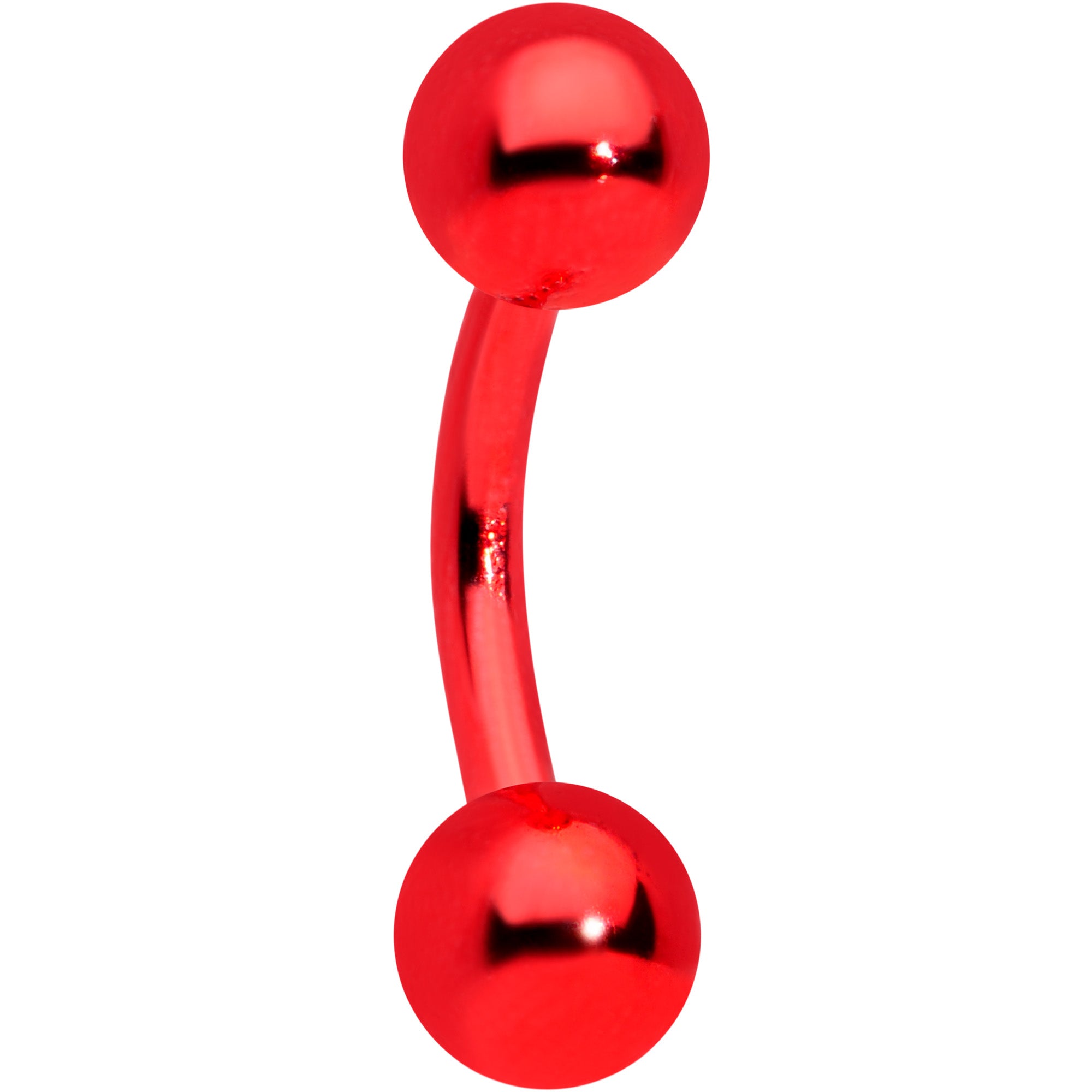 16G 1/4 Red Simple Curved Eyebrow Ring