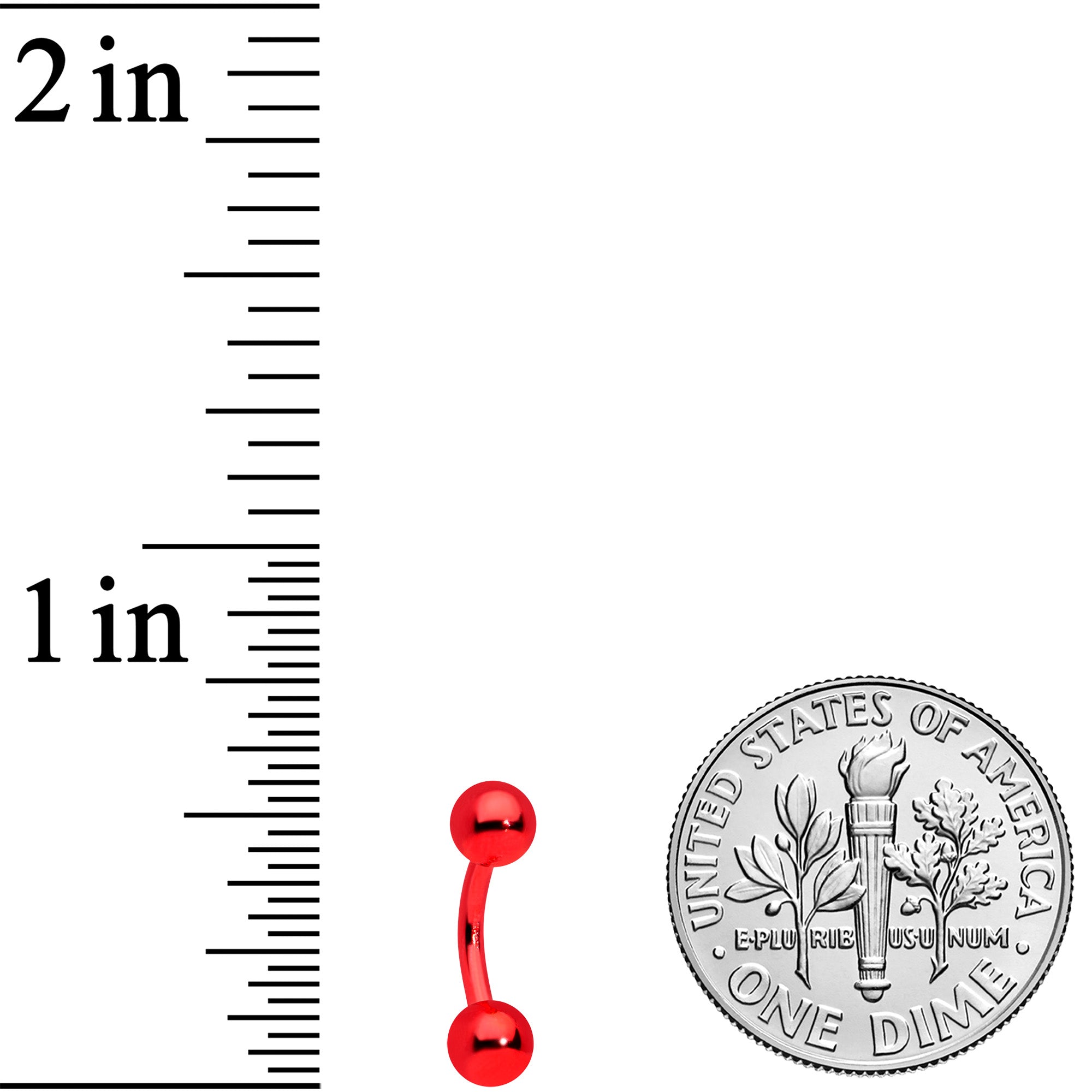 16G 1/4 Red Simple Curved Eyebrow Ring