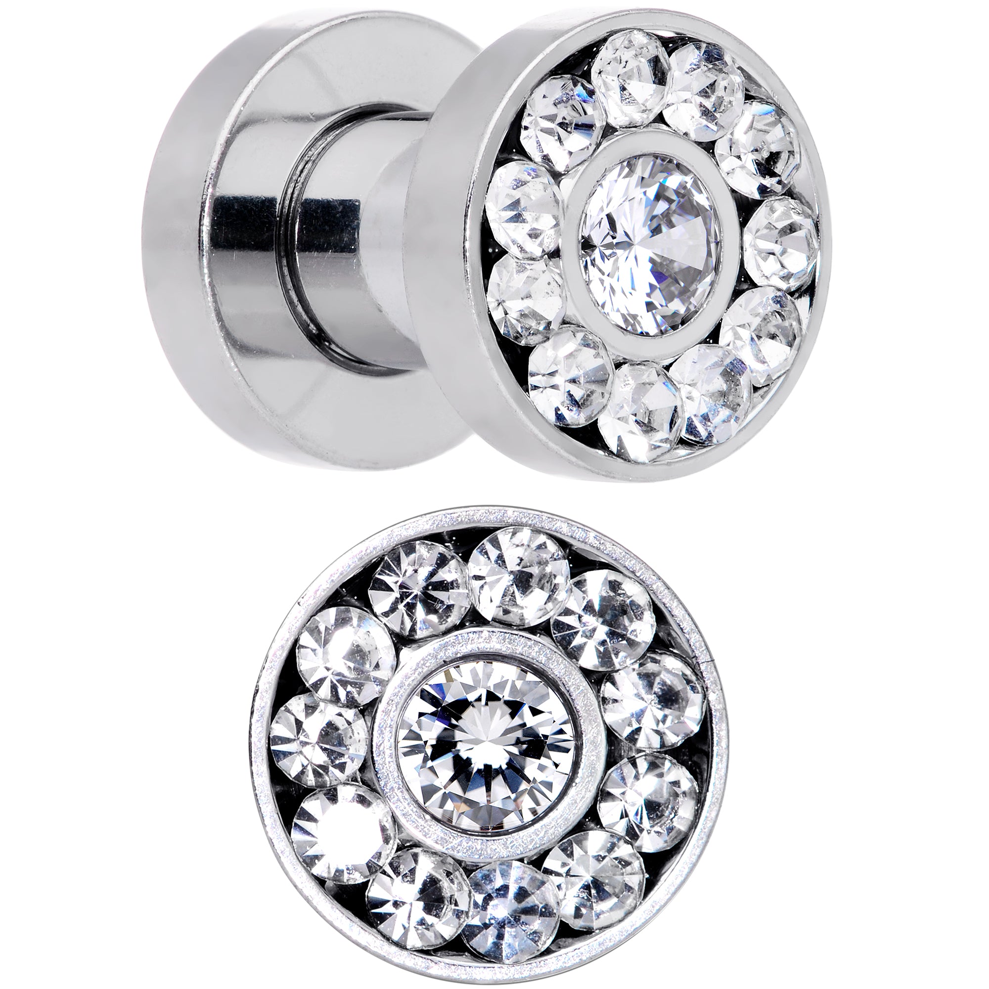 4G Clear Gem Concentric Circles Screw Fit Plug Set