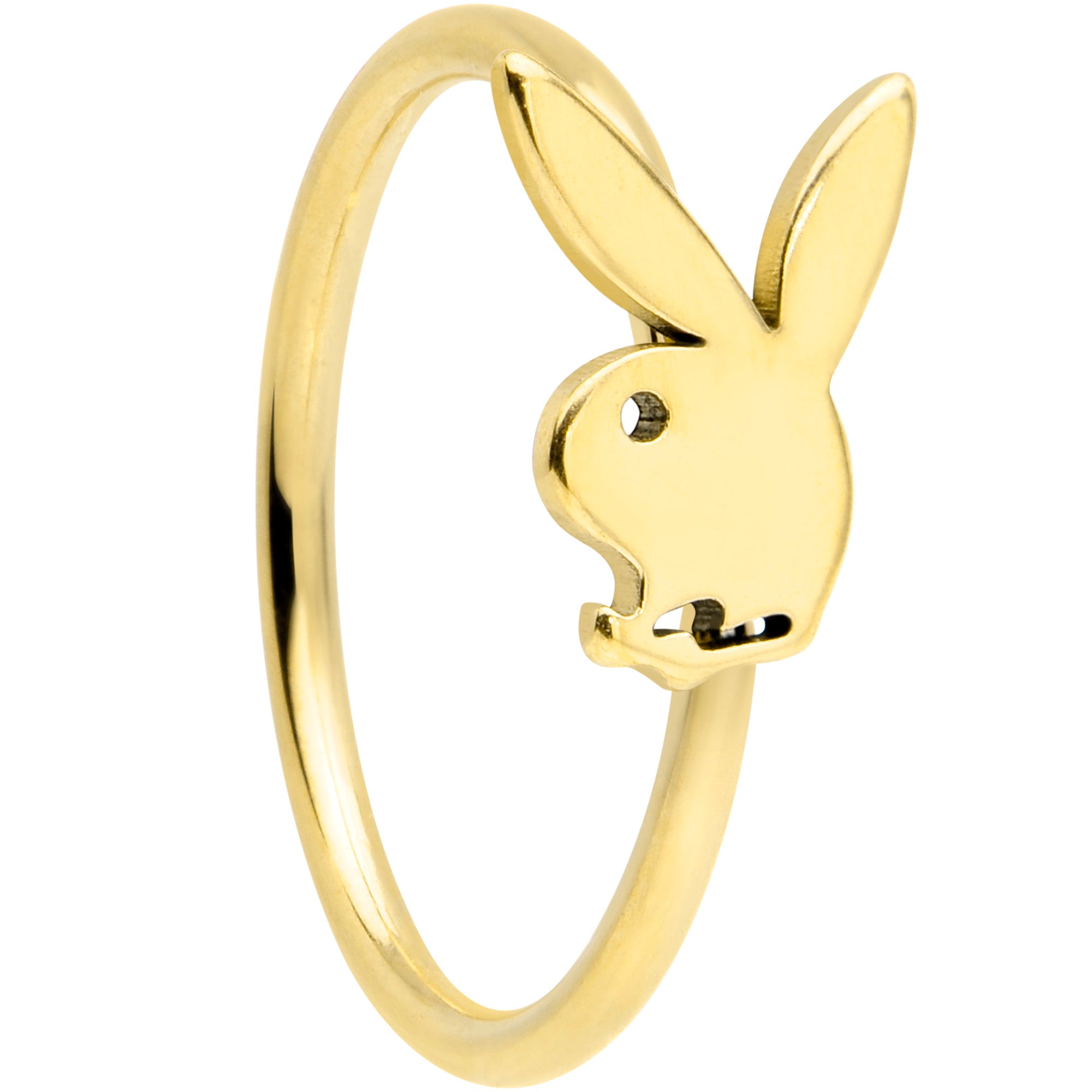 20G 5/16 Gold Tone Licensed Playboy Bunny Nose Hoop