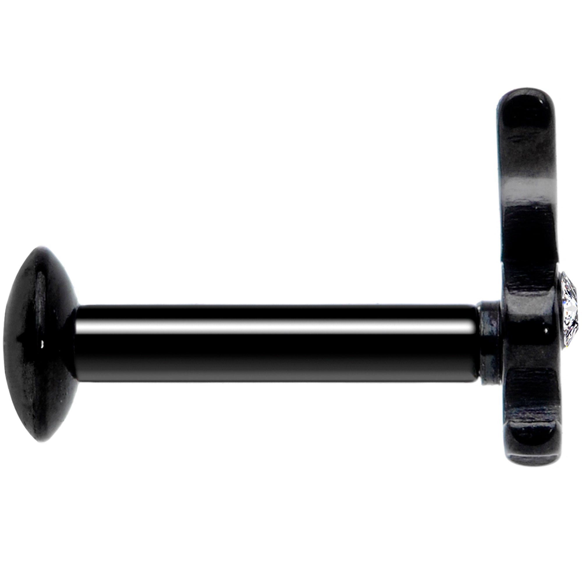 16G 1/4 Licensed Playboy Clear CZ Black Internal Thread Labret