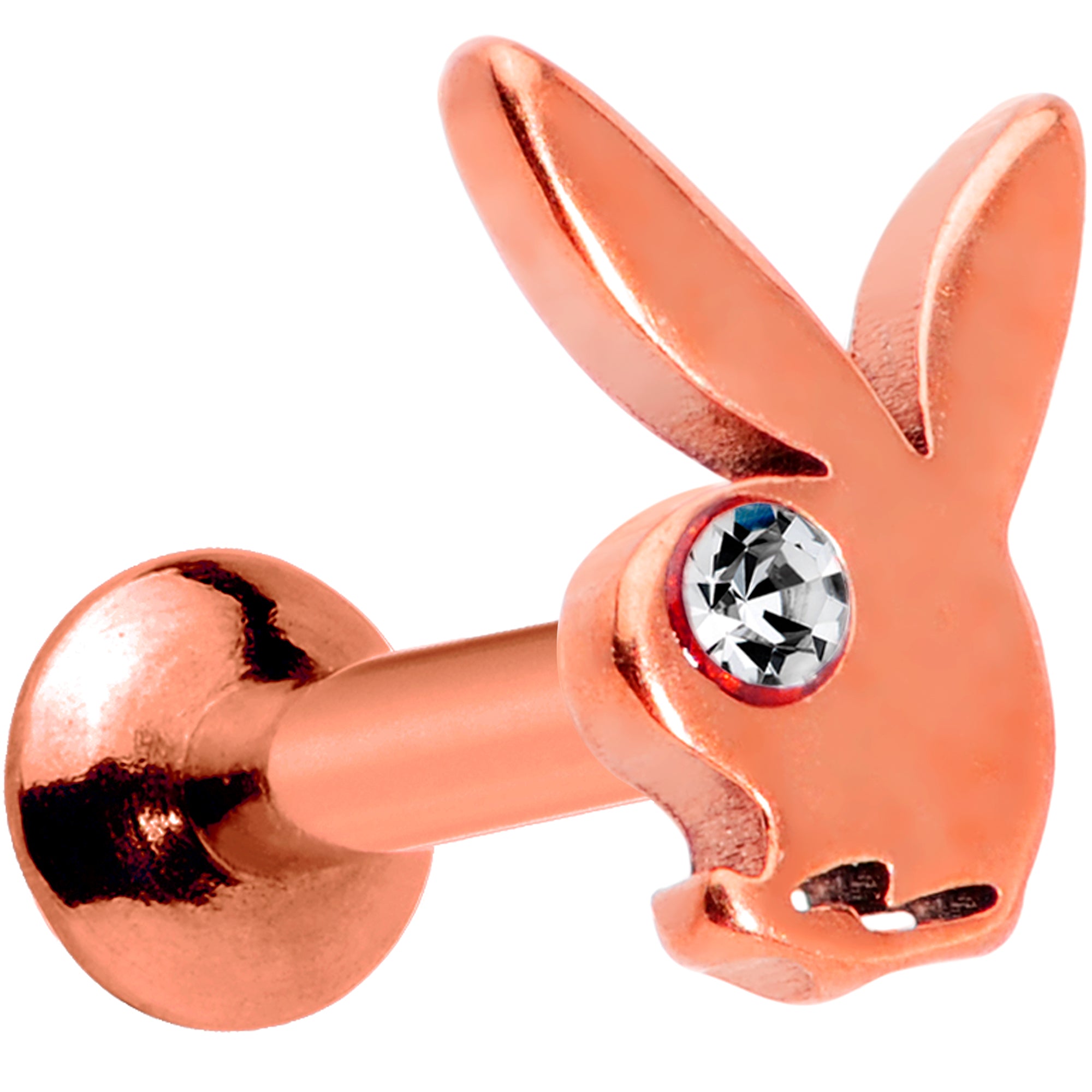 16G 1/4 Licensed Playboy CZ Rose Gold Hue Internal Thread Labret