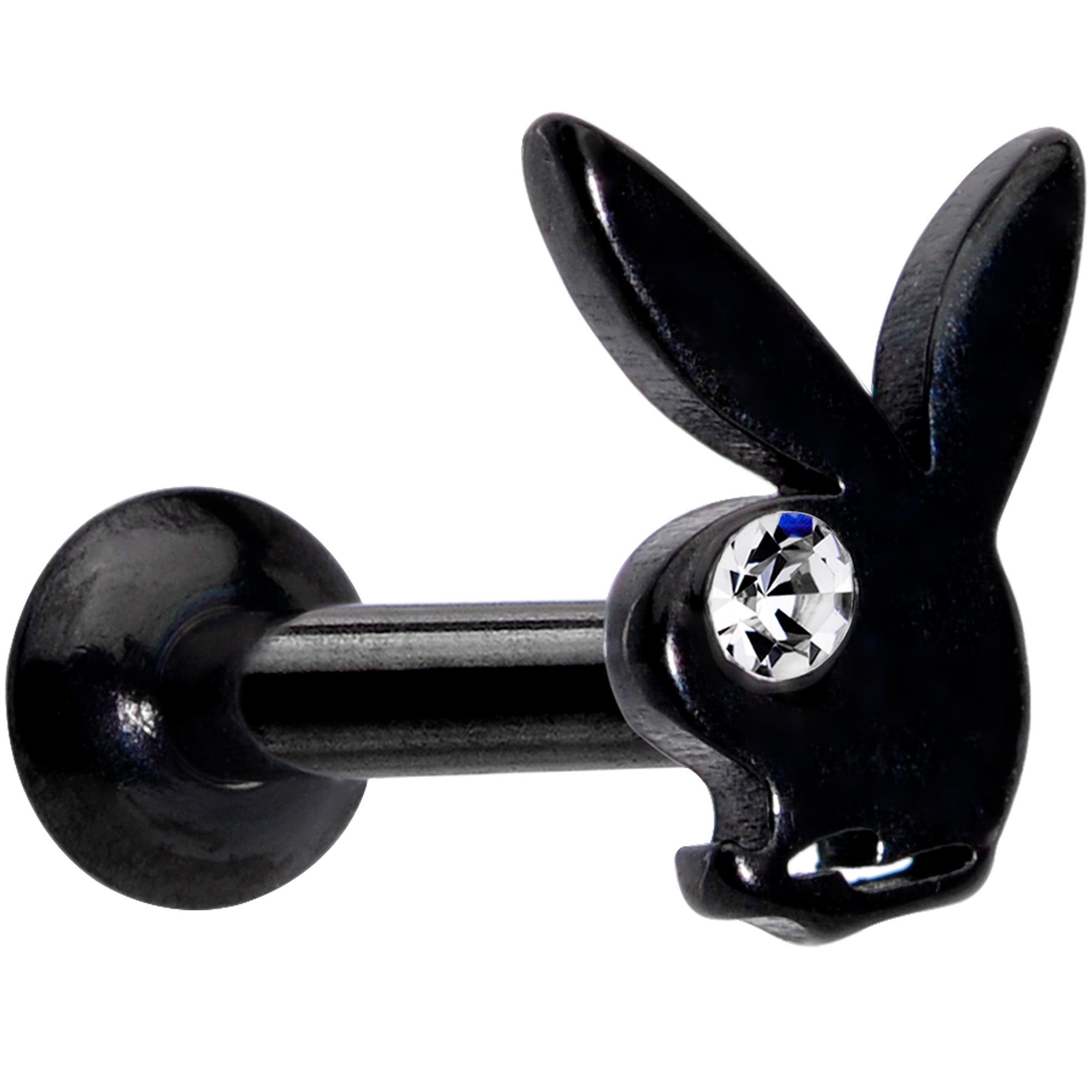 16G 5/16 Licensed Playboy Clear CZ Black Internal Thread Labret