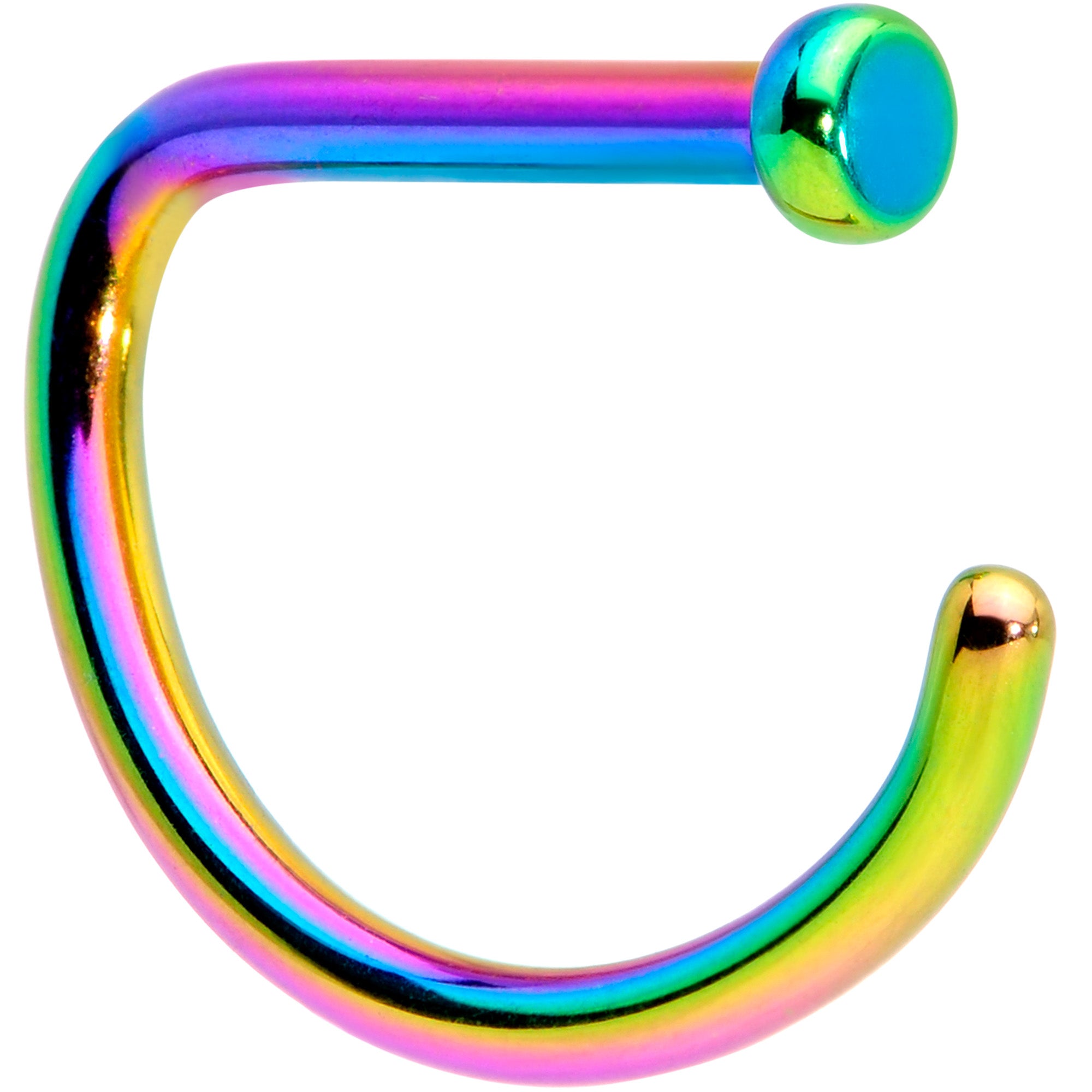 18G 5/16 Rainbow Grade 23 Titanium D Shape Nose Hoop