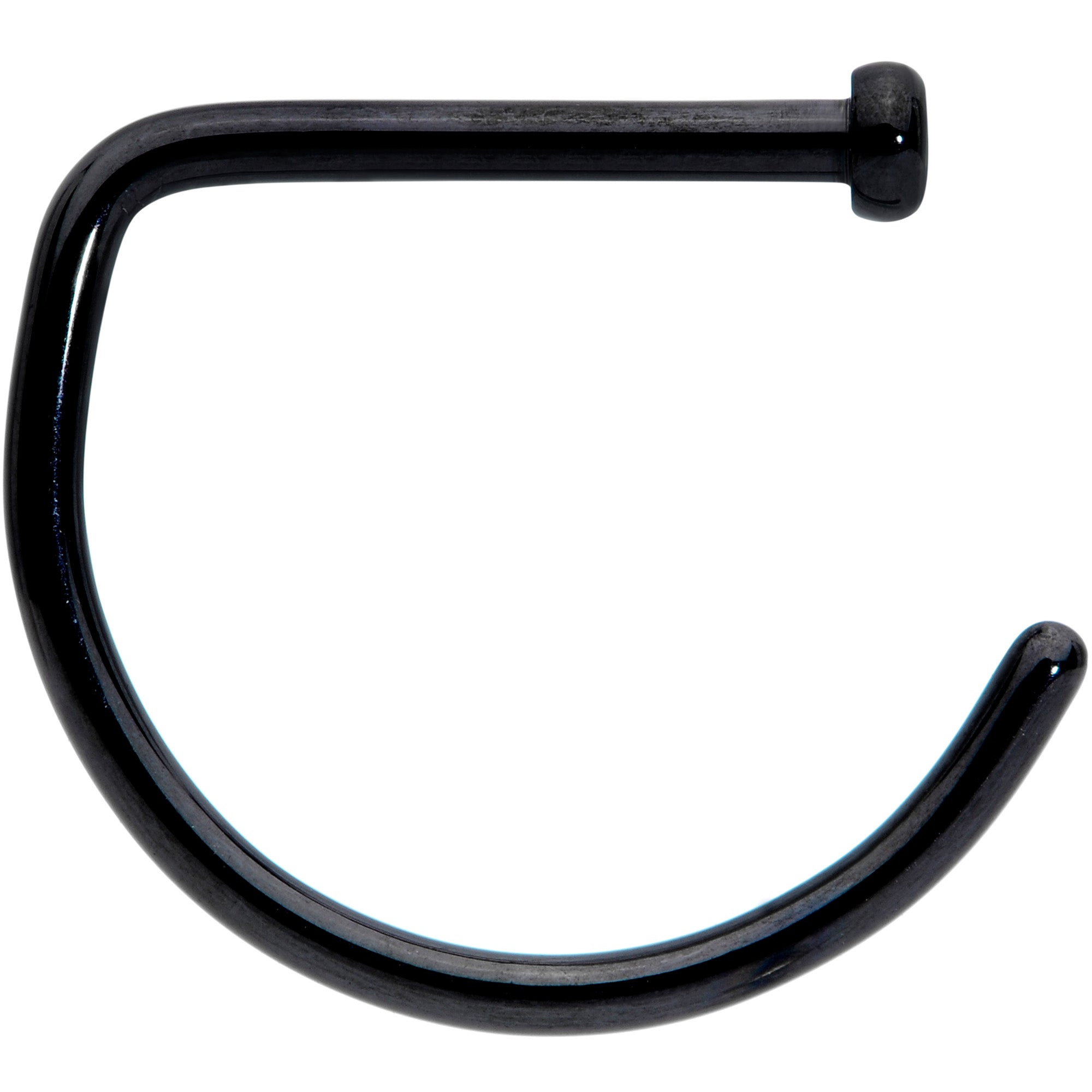18G 3/8 Black G23 Implant Grade Titanium D Shape Nose Hoop
