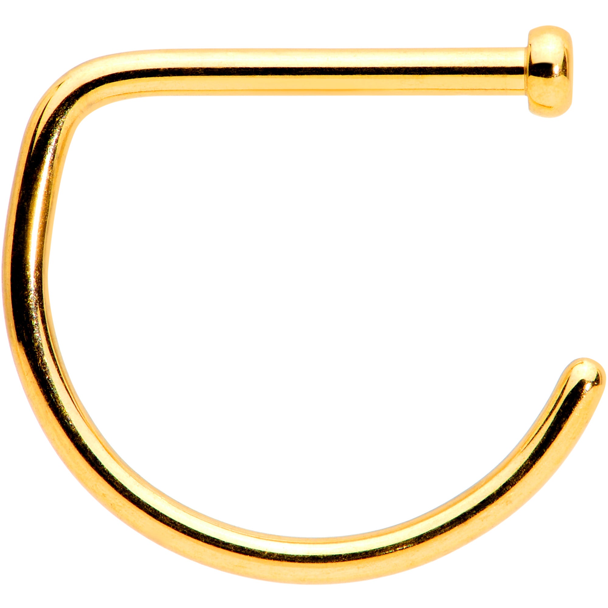 18G 3/8 Gold Tone G23 Implant Grade Titanium D Shape Nose Hoop