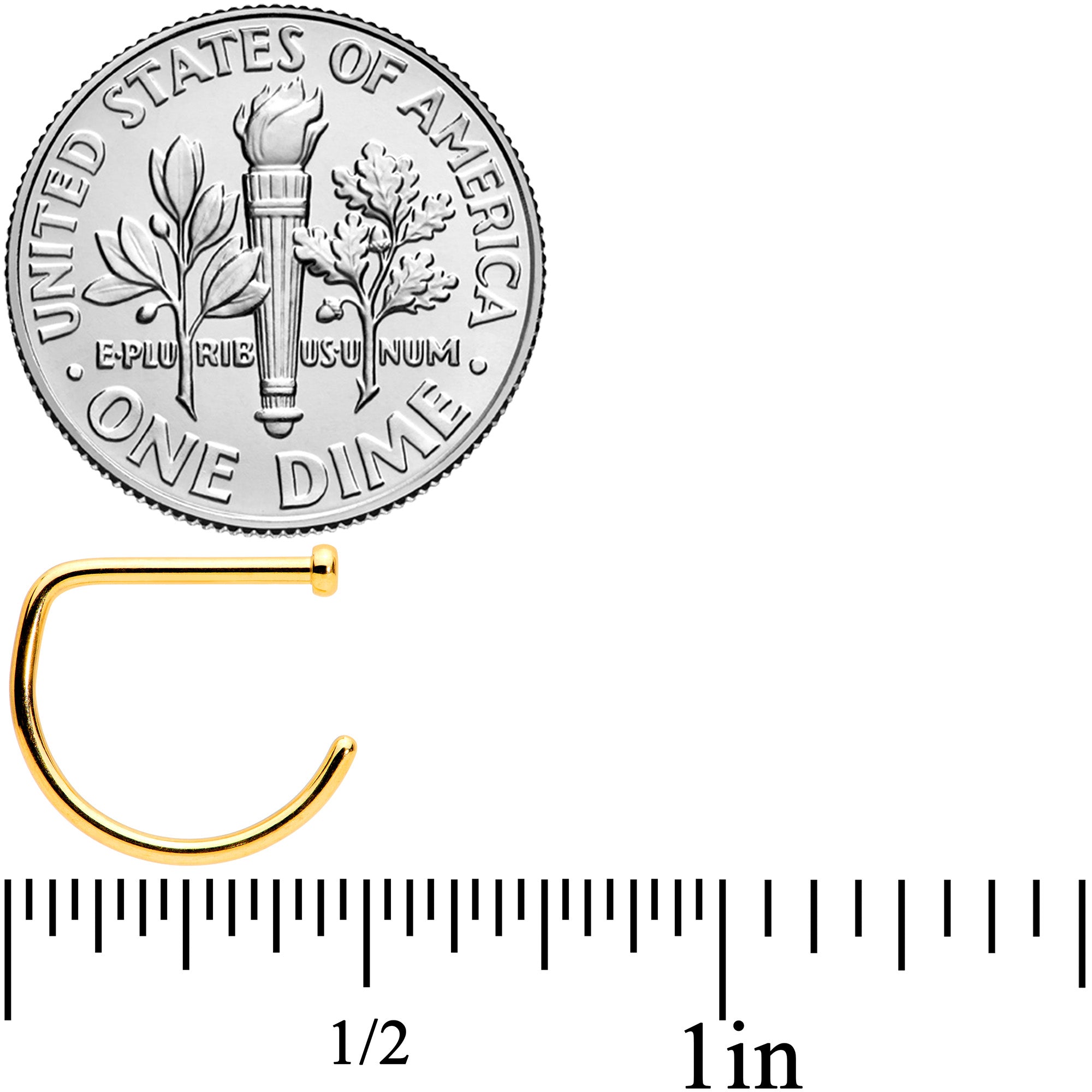 18G 3/8 Gold Tone G23 Implant Grade Titanium D Shape Nose Hoop