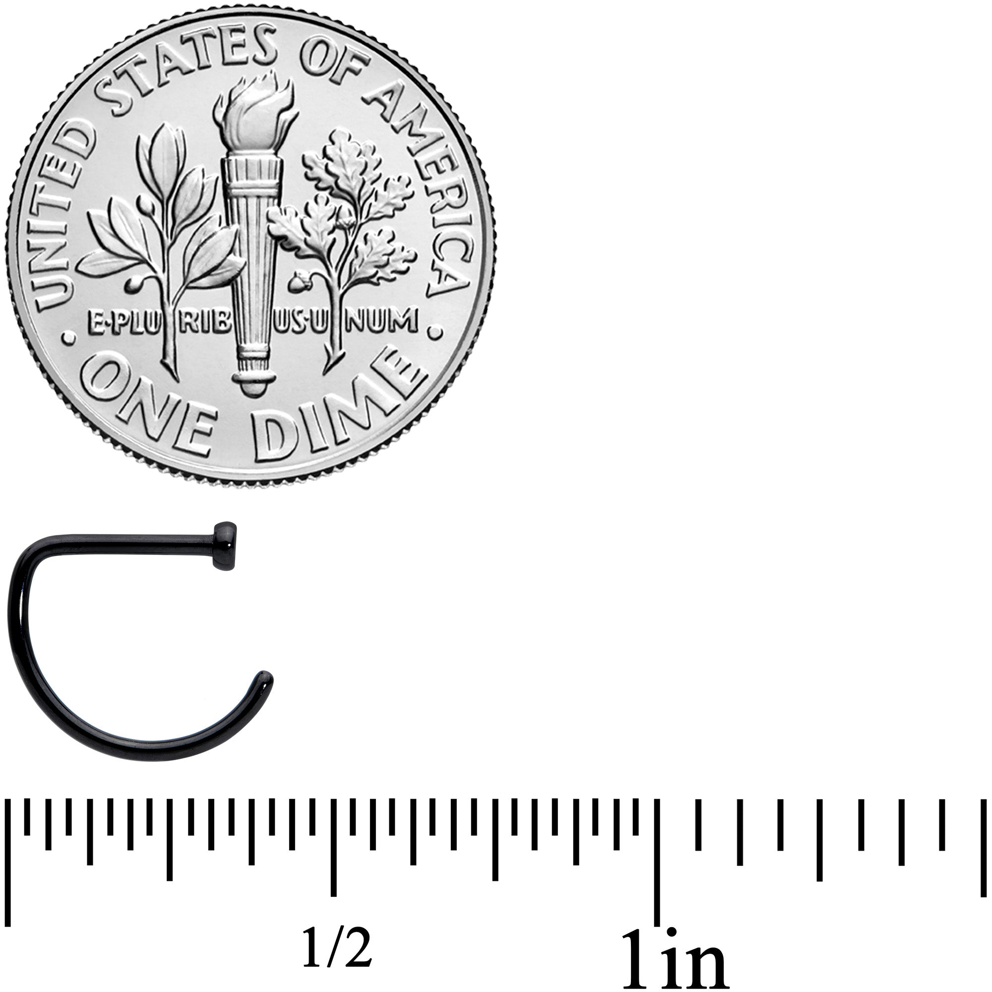 20G 5/16 Black Implant Grade Titanium D Shape Nose Hoop