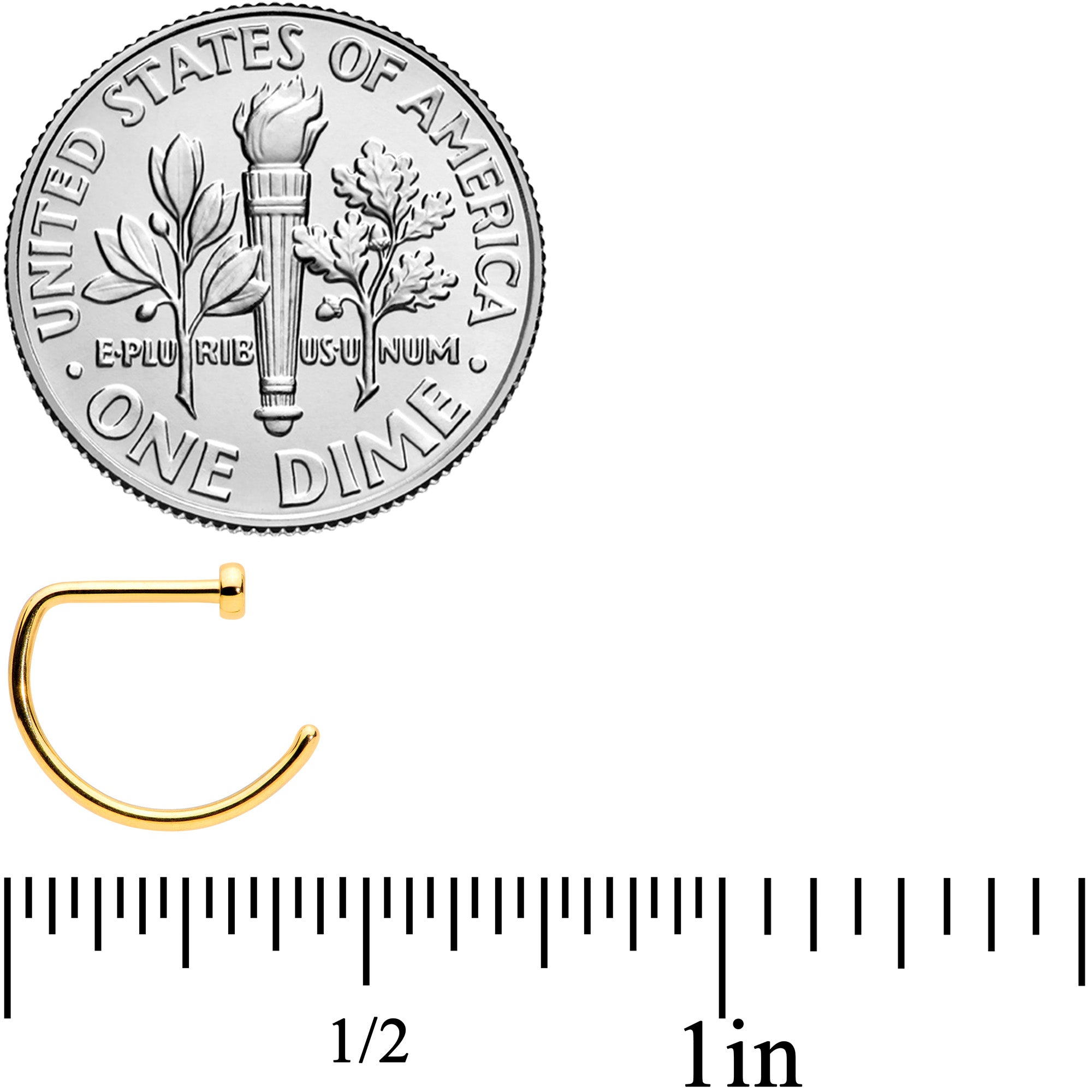 20G 5/16 Gold Tone Implant Grade Titanium D Shape Nose Hoop