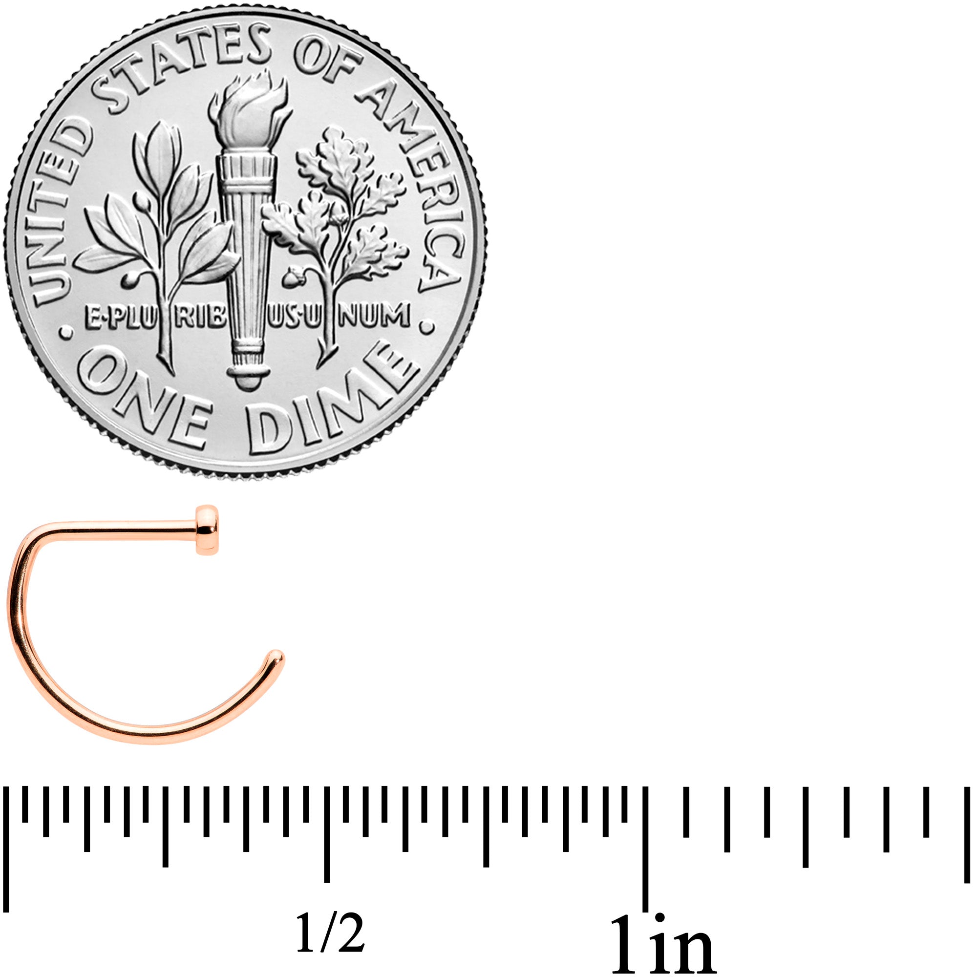 20G 5/16 Rose Gold Tone Implant Grade Titanium D Shape Nose Hoop