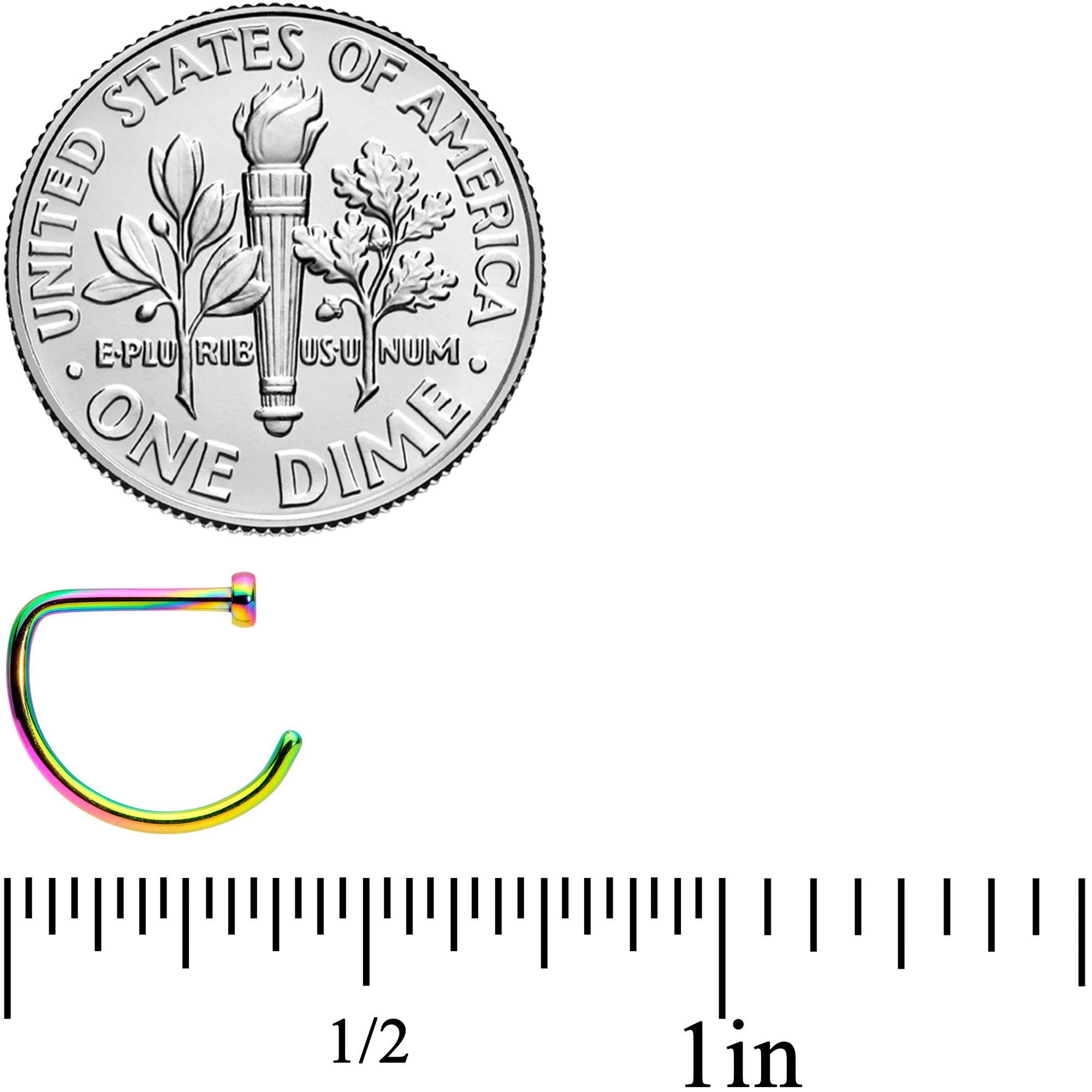 20G 5/16 Rainbow Implant Grade Titanium D Shape Nose Hoop