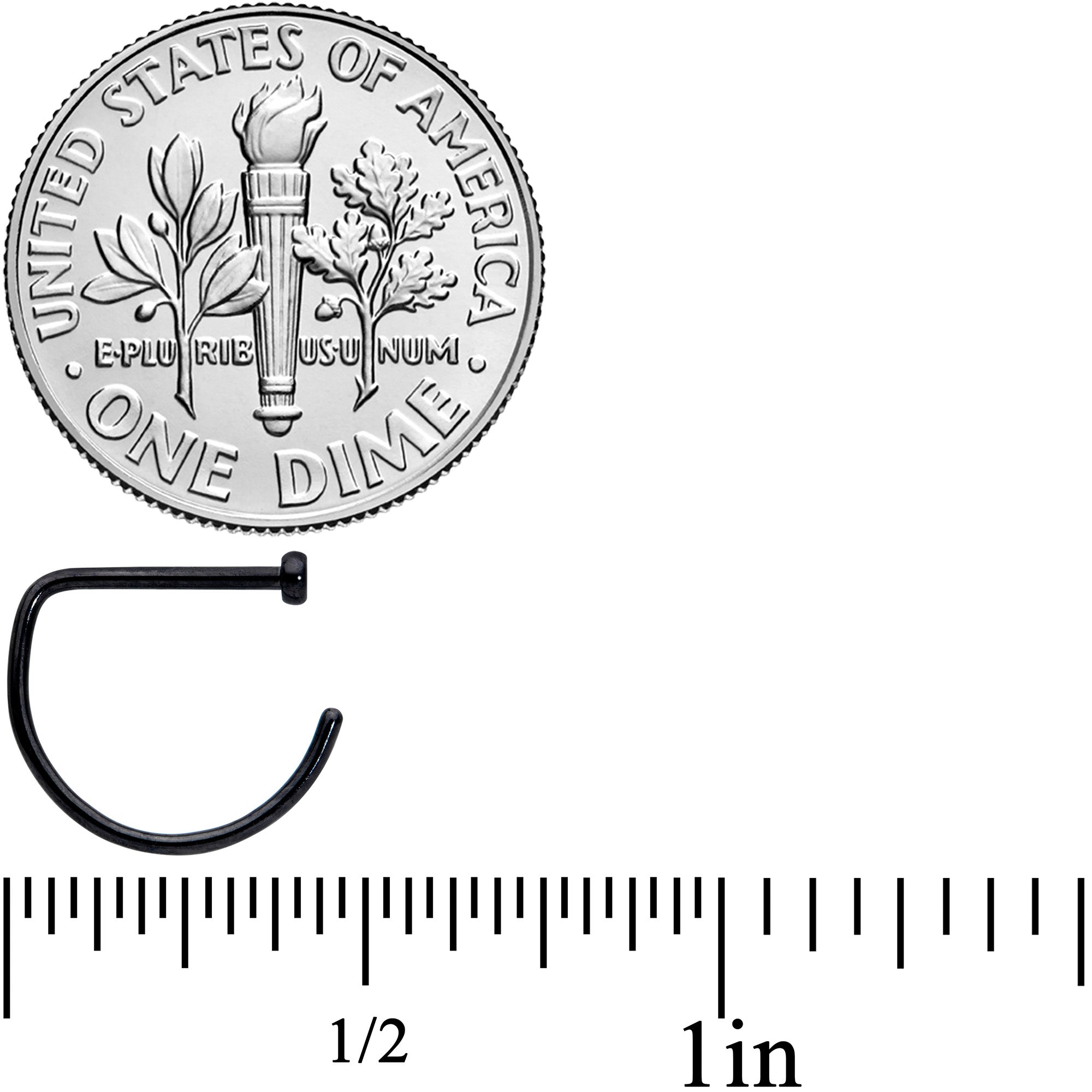 20G 3/8 Black Implant Grade Titanium D Shape Nose Hoop