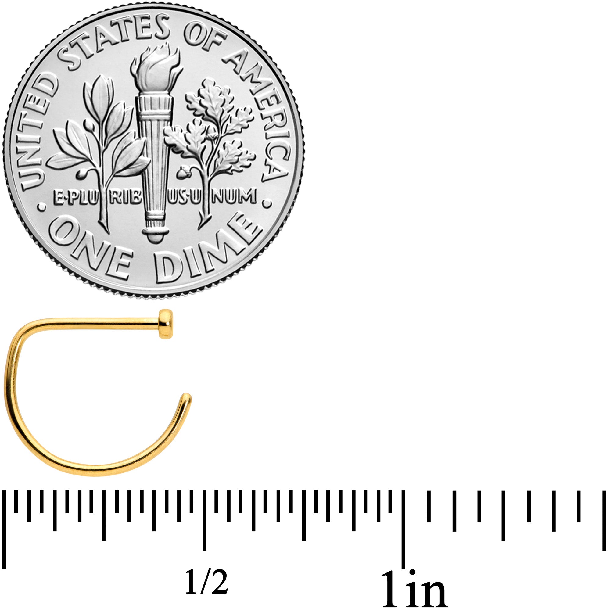 20G 3/8 Gold Tone Implant Grade Titanium D Shape Nose Hoop