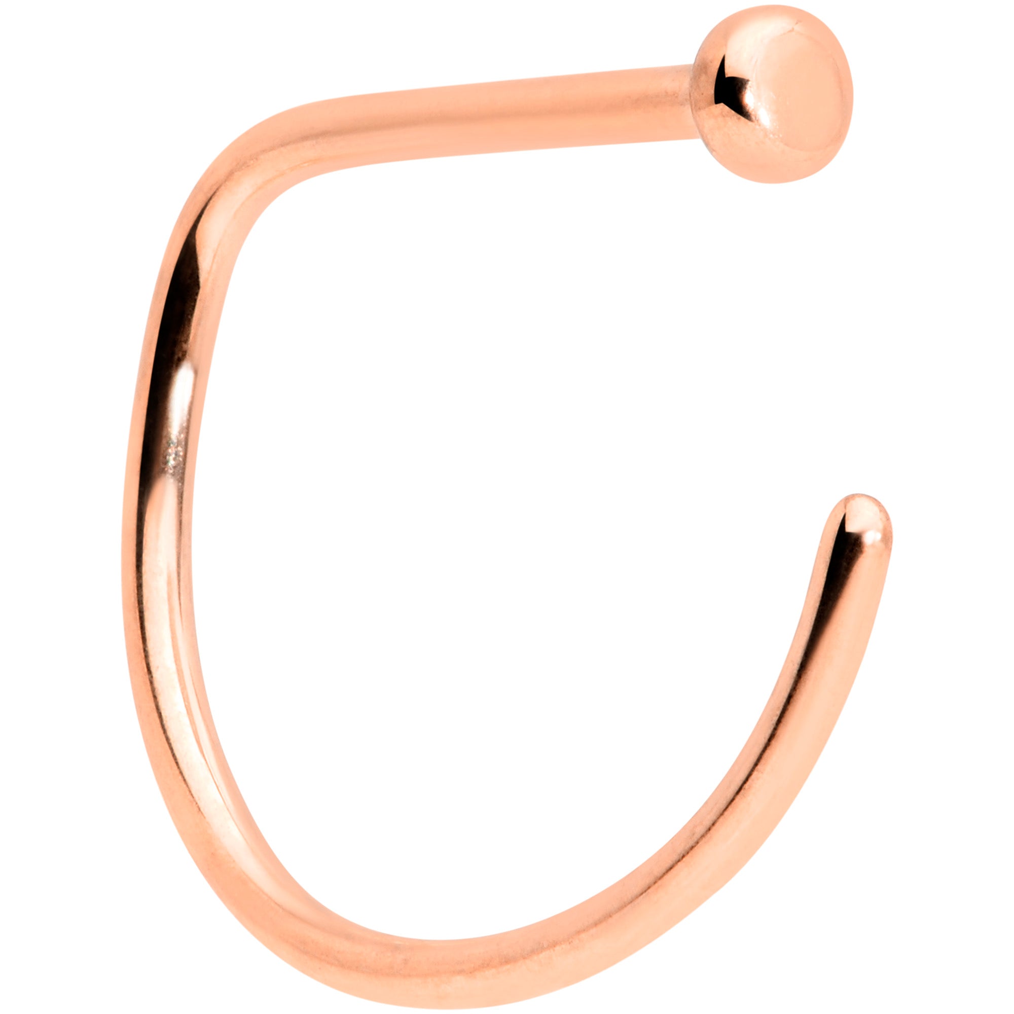 20G 3/8 Rose Gold Hue Implant Grade Titanium D Shape Nose Hoop
