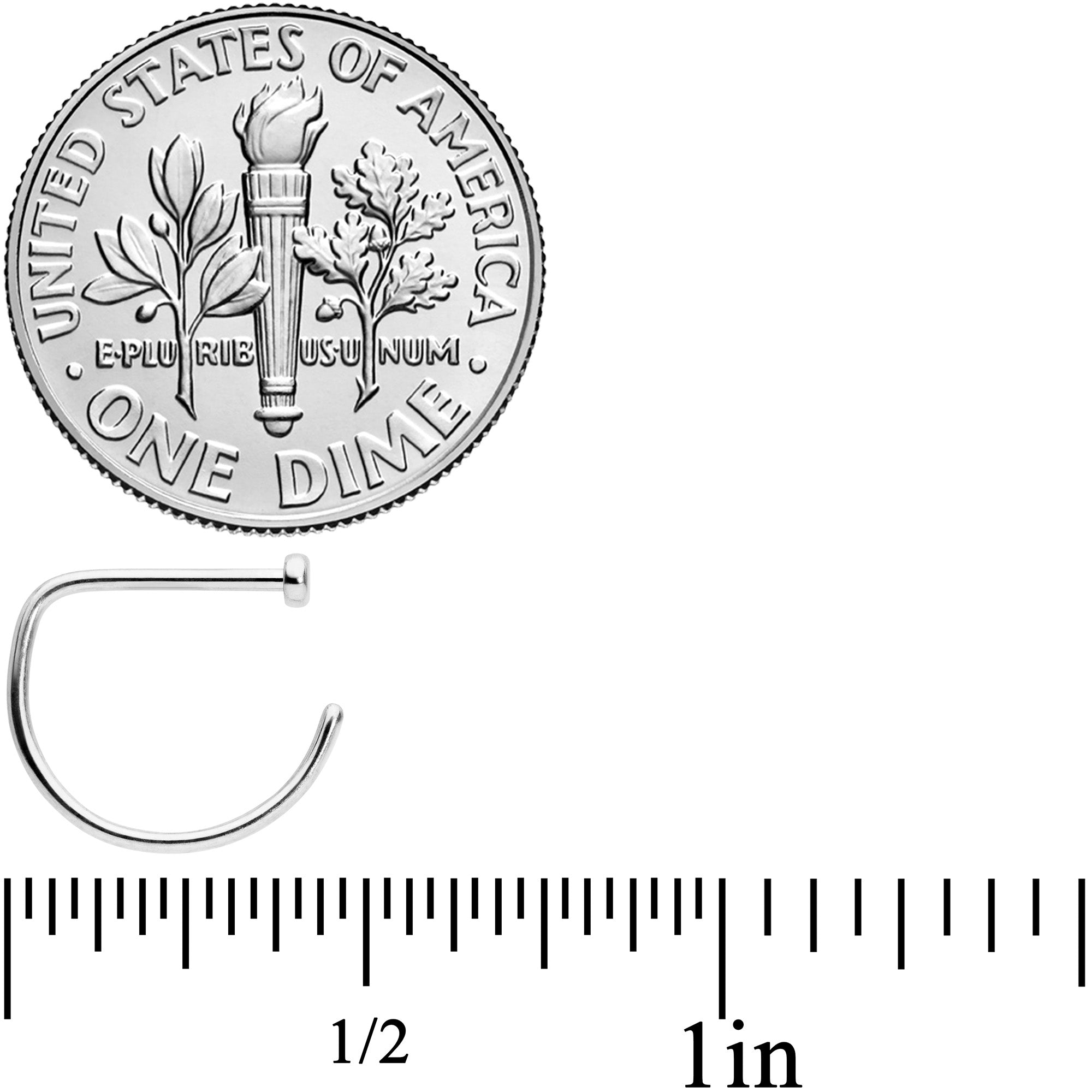 20G 3/8 Implant Grade Titanium D Shape Nose Hoop