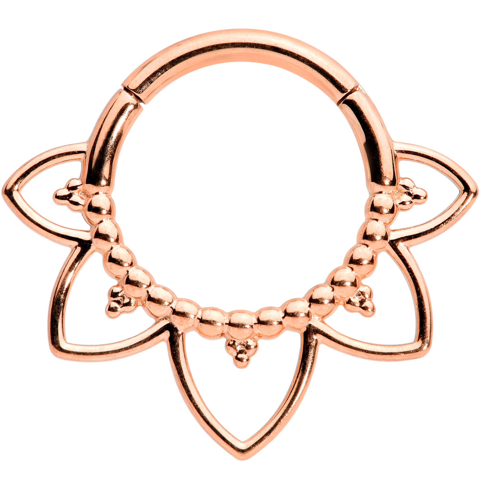 16G 5/16 Rose Gold Tone Open Petal Flower Hinged Segment Ring