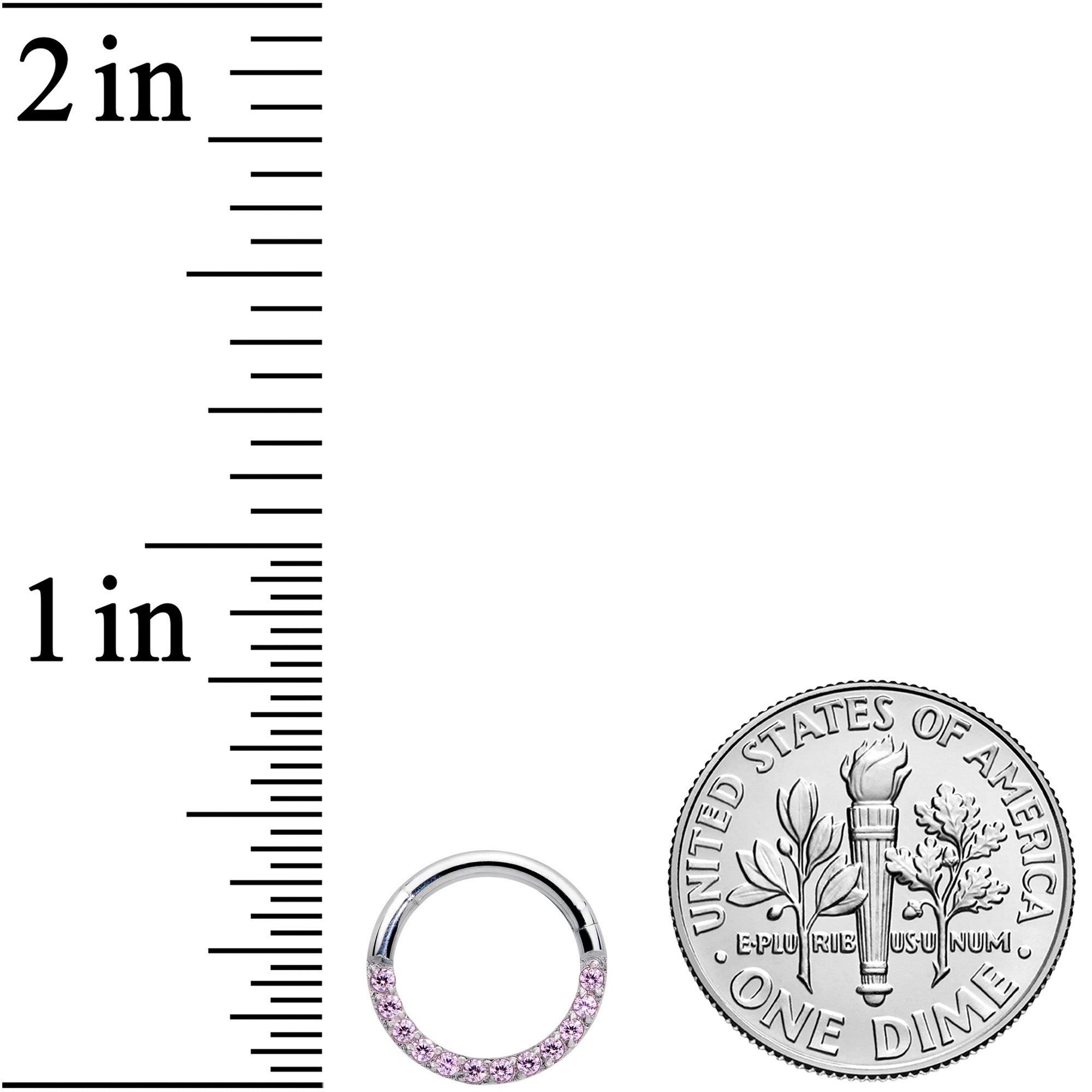 16G 5/16 Pink Gem Paved Elegance Hinged Segment Ring