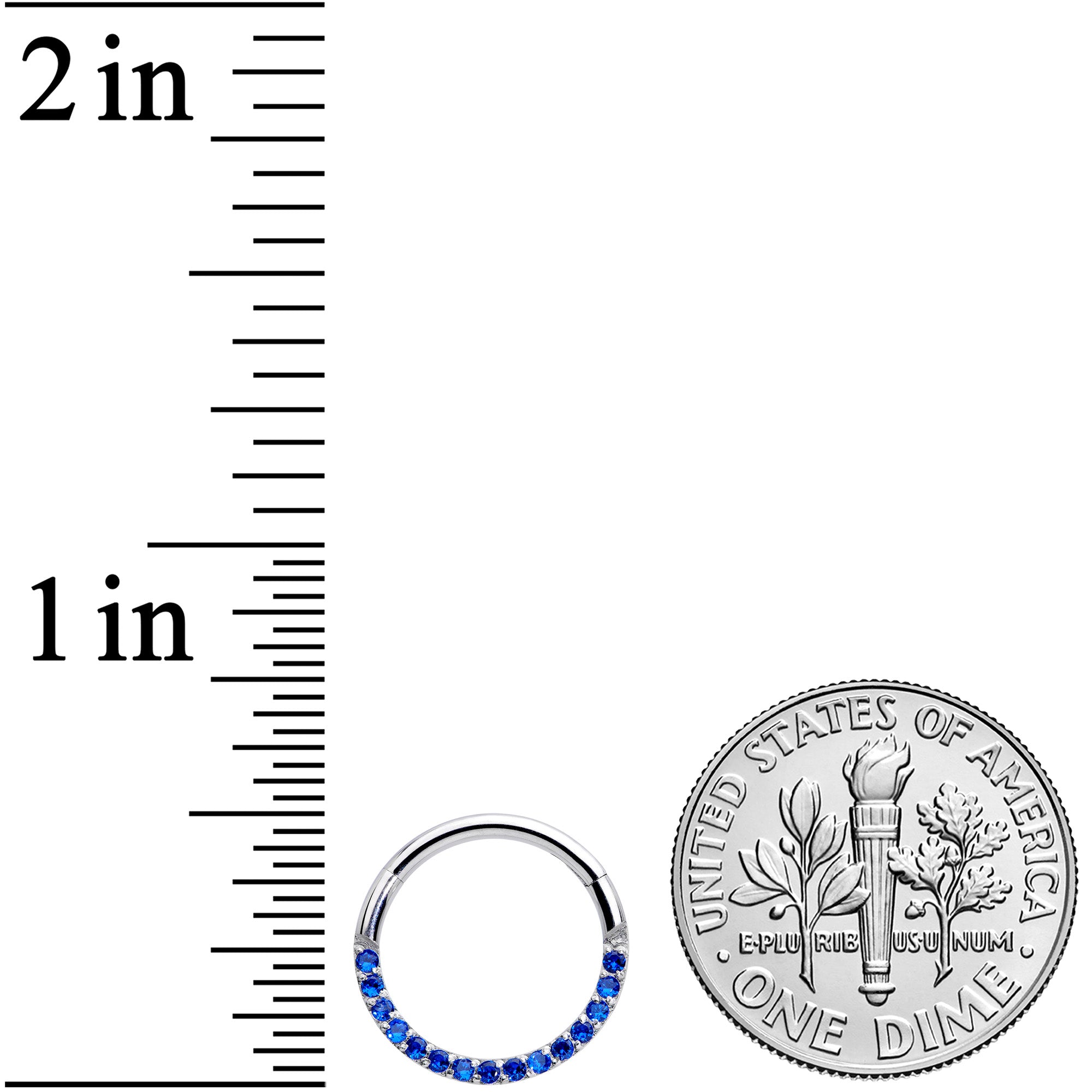 16G 3/8 Deep Blue Gem Paved Elegance Hinged Segment Ring