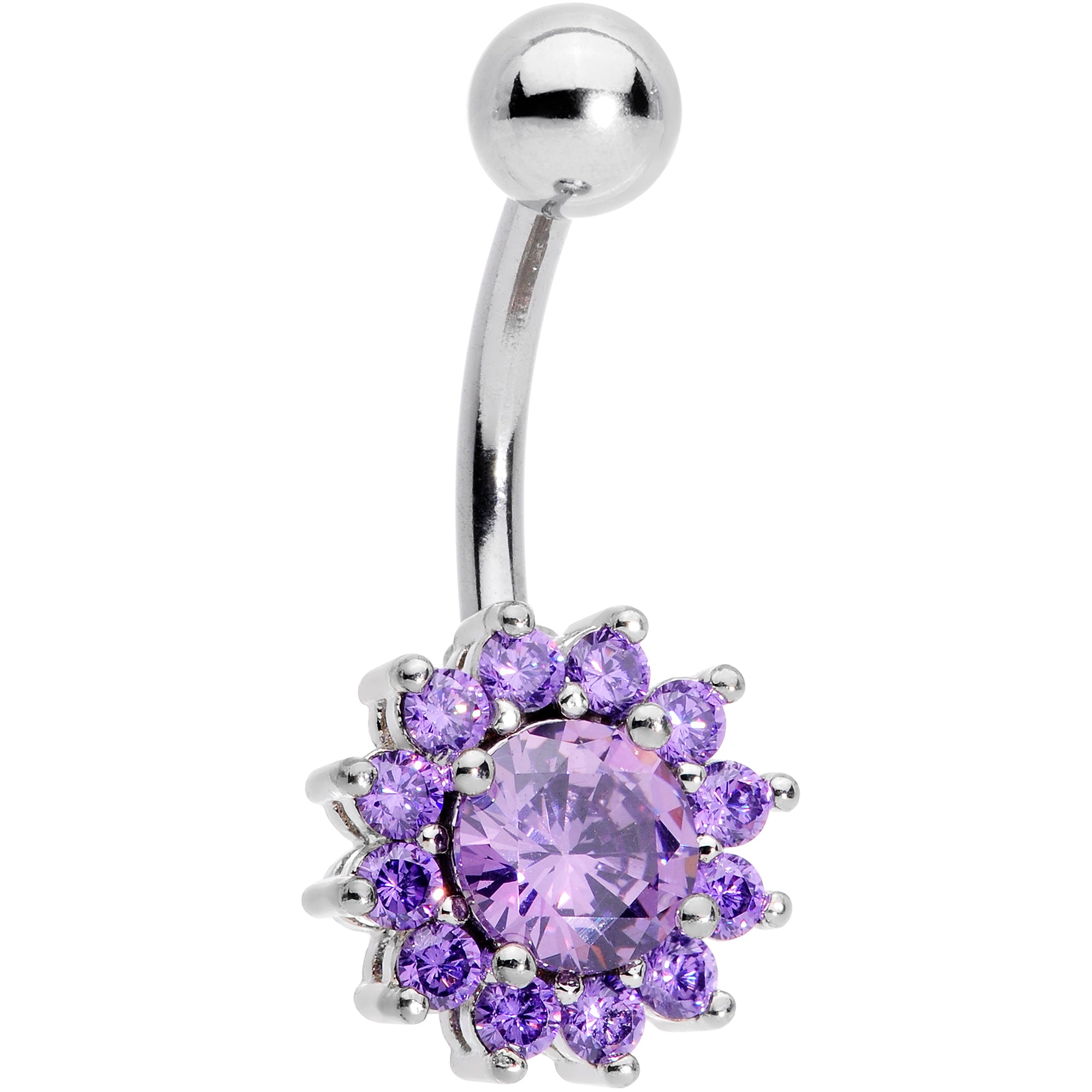 Purple Gem Rococo Flower Belly Ring
