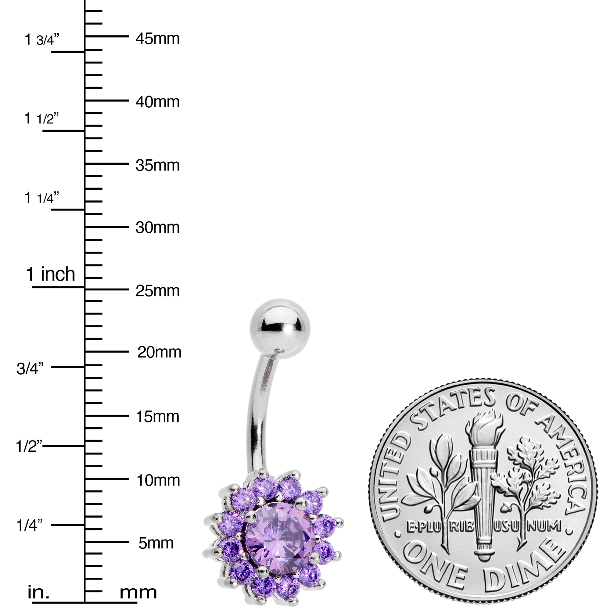 Purple Gem Rococo Flower Belly Ring