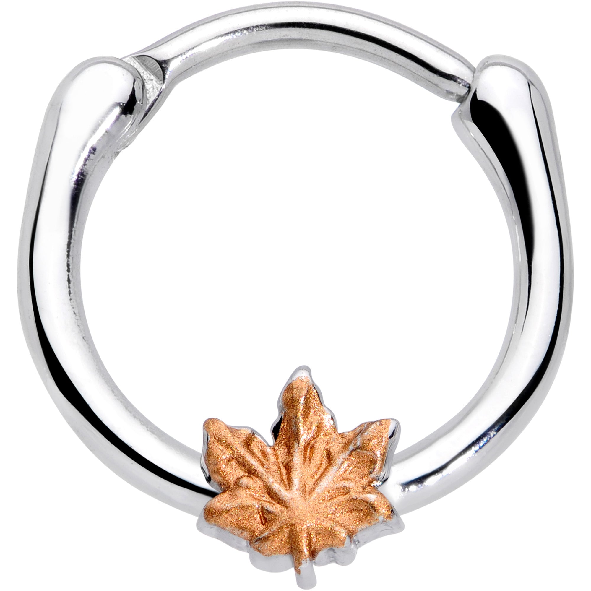 16G 3/8 Rose Gold Tone Fall Autumn Leaf Cartilage Clicker