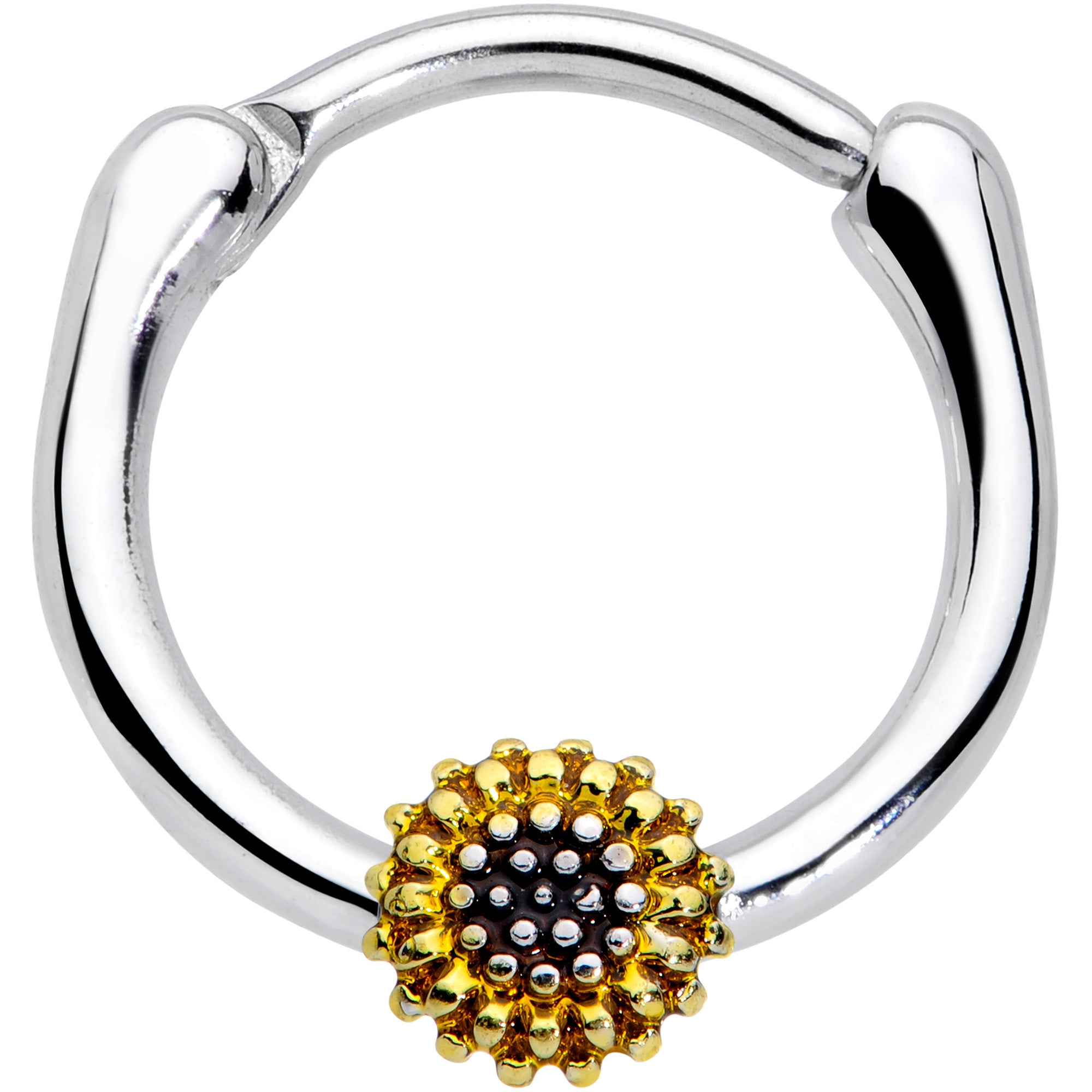 16G 3/8 Textured Yellow Sunflower Cartilage Clicker