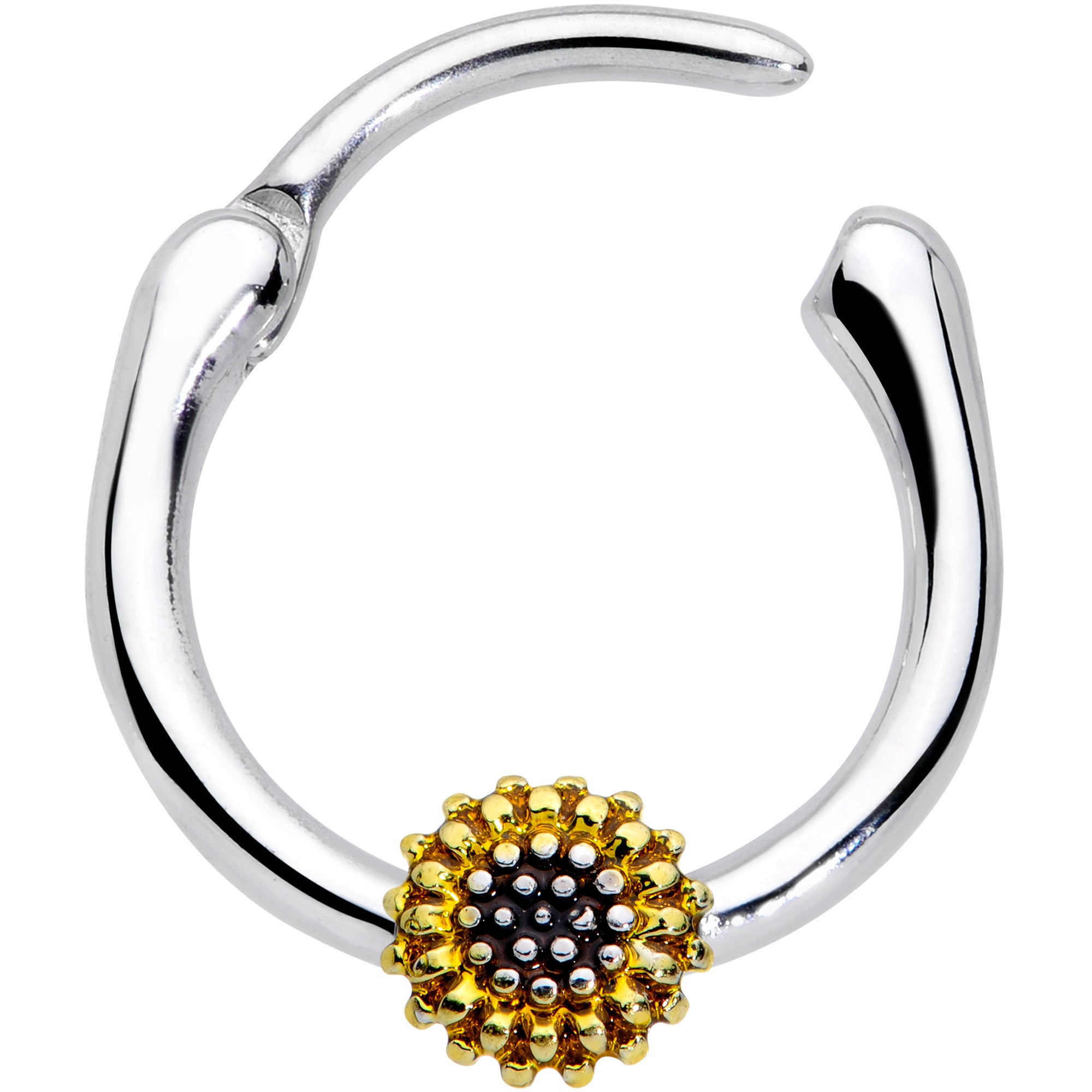 16G 3/8 Textured Yellow Sunflower Cartilage Clicker