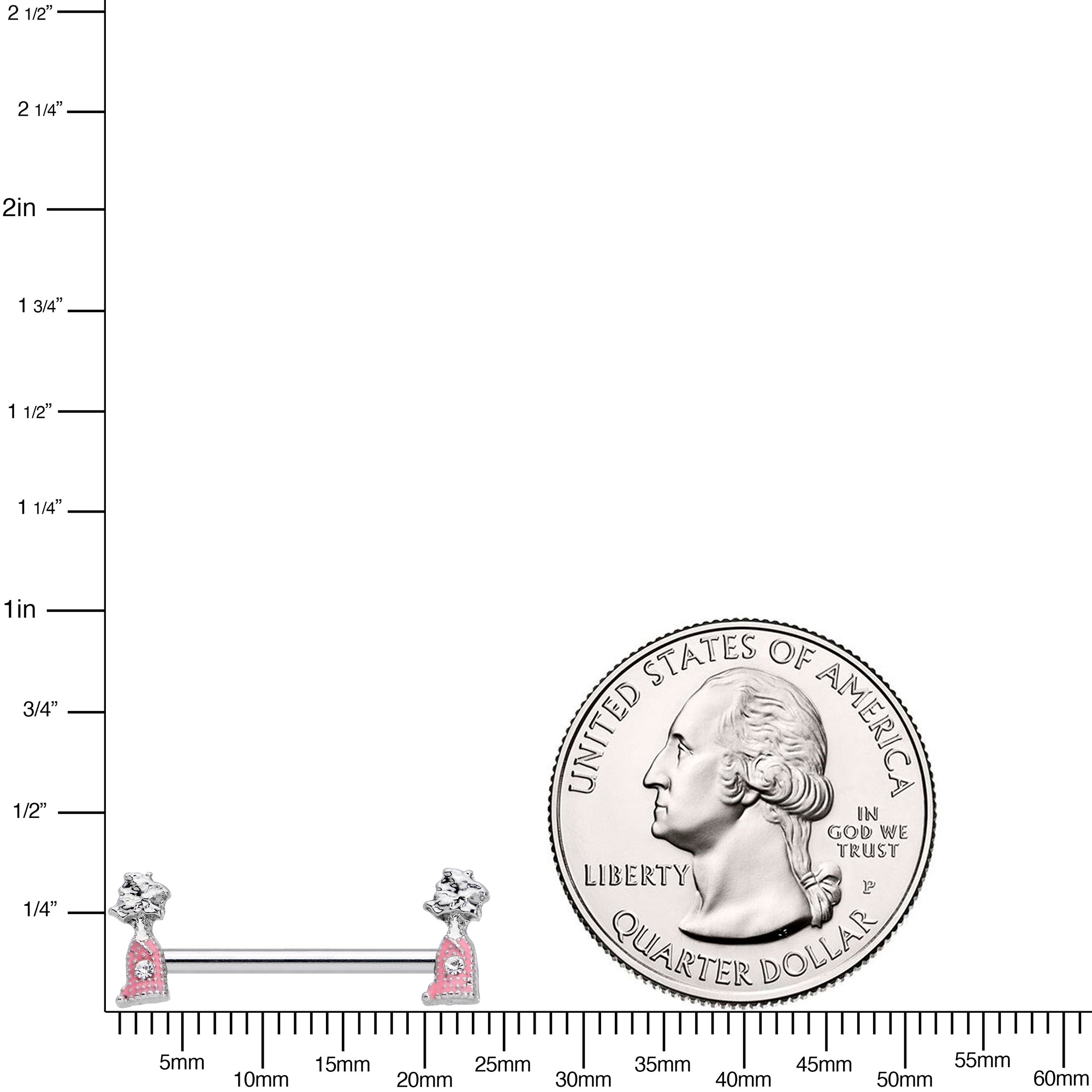 14G 5/8 Clear Gem Pink Champagne Bottles Barbell Nipple Ring Set