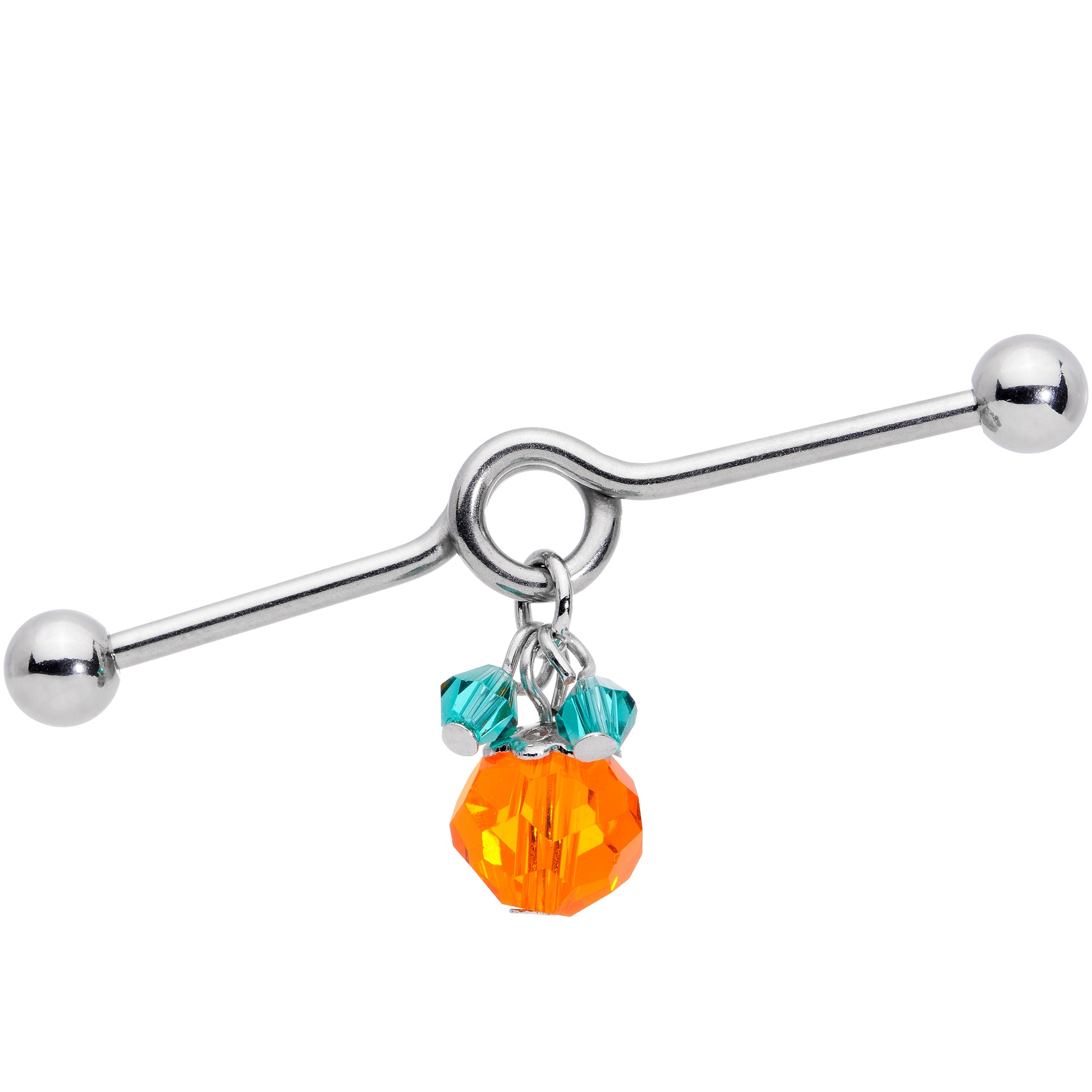 14G Green Orange Gem Pumpkin Halloween Dangle Project Bar 38mm