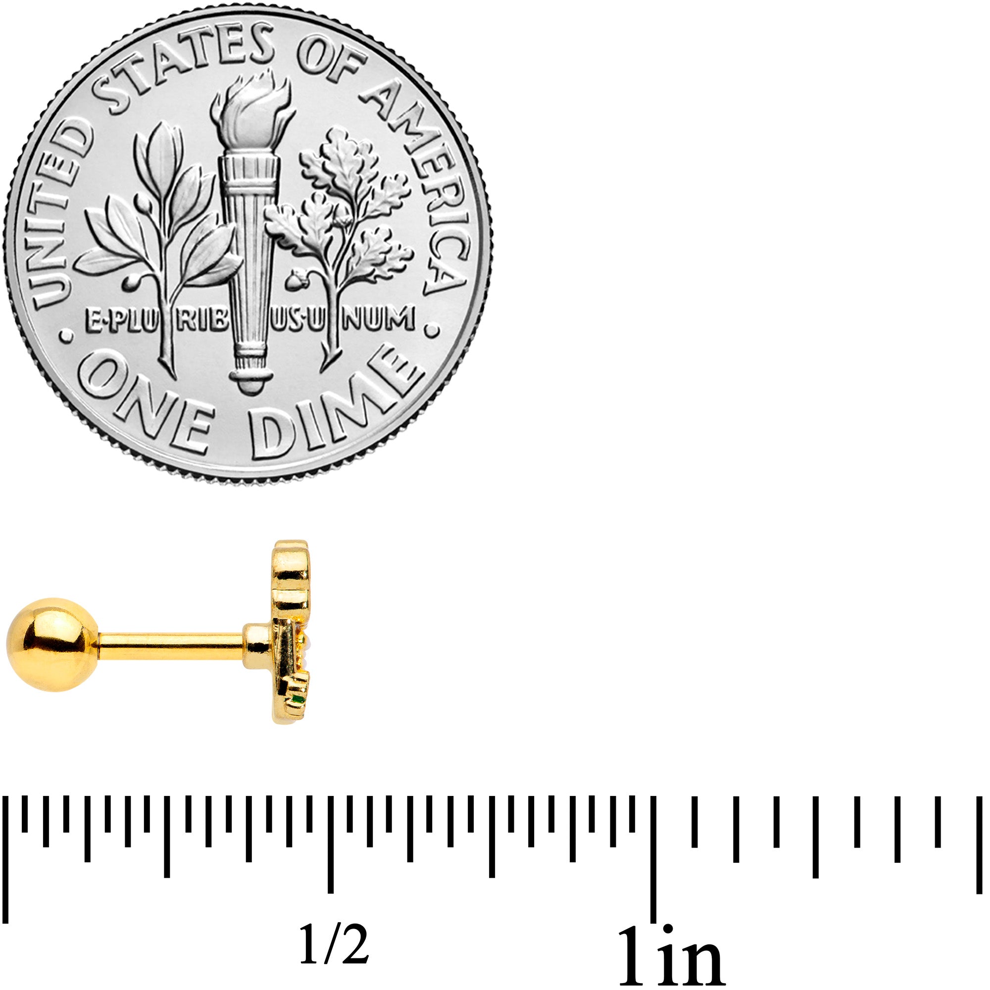 16G 1/4 Gold Tone St Patricks Beer Mug Cartilage Tragus Earring