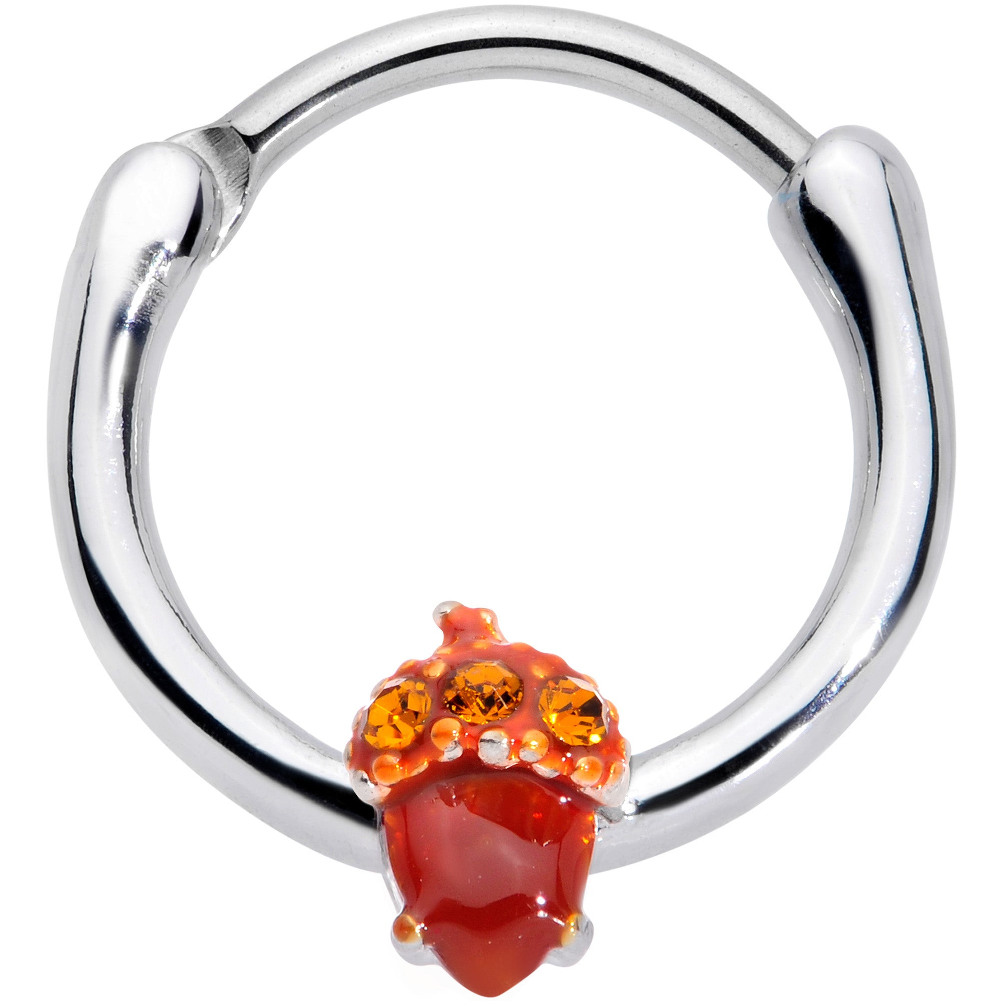 16G 3/8 Brown Gem Fall Autumn Acorn Cartilage Clicker