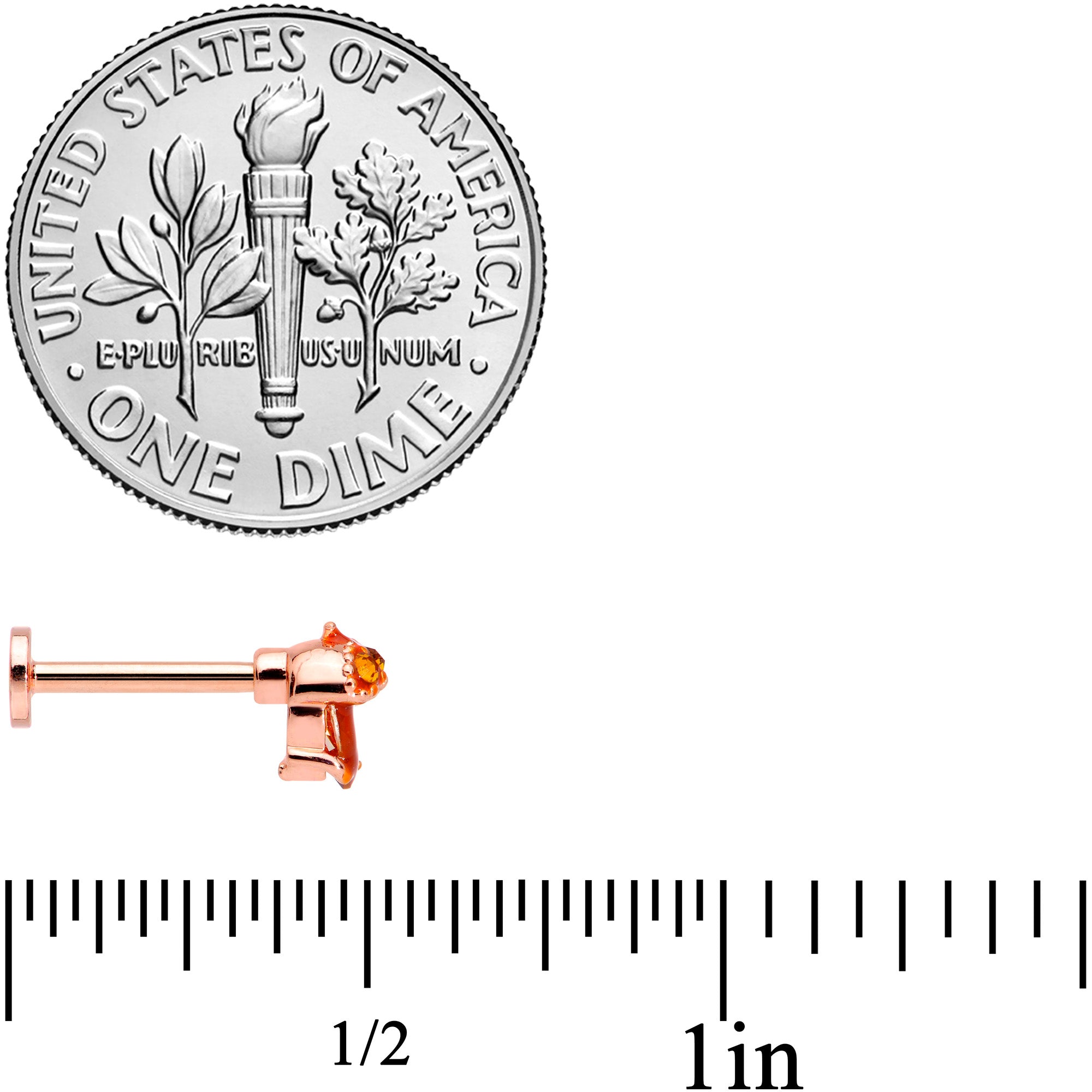 16G 5/16 Rose Gold Hue Brown Gem Fall Acorn Labret Monroe Tragus