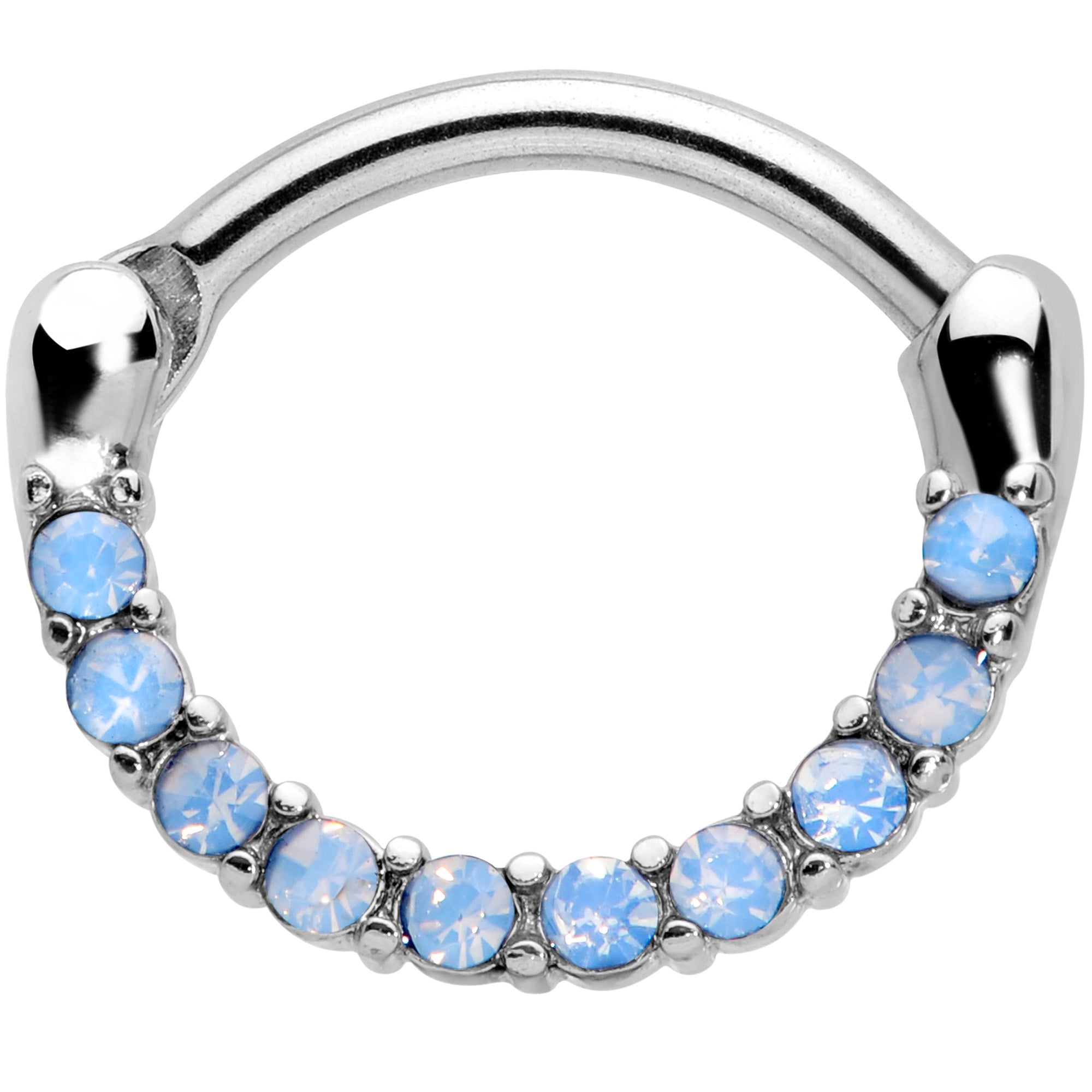 16G 5/16 Light Blue Gem Paved Cartilage Clicker