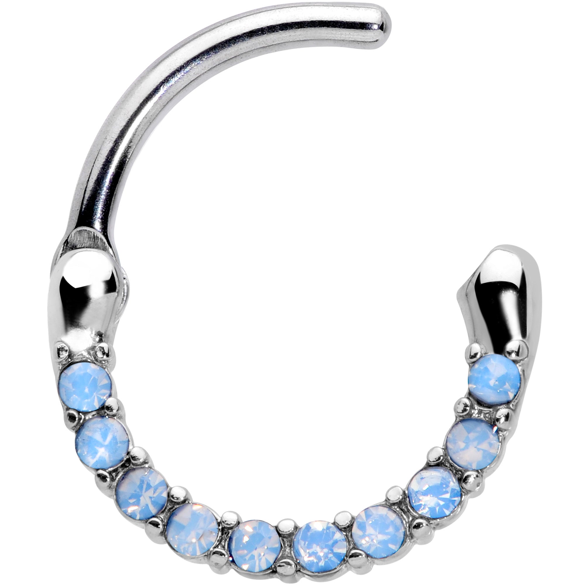 16G 5/16 Light Blue Gem Paved Cartilage Clicker