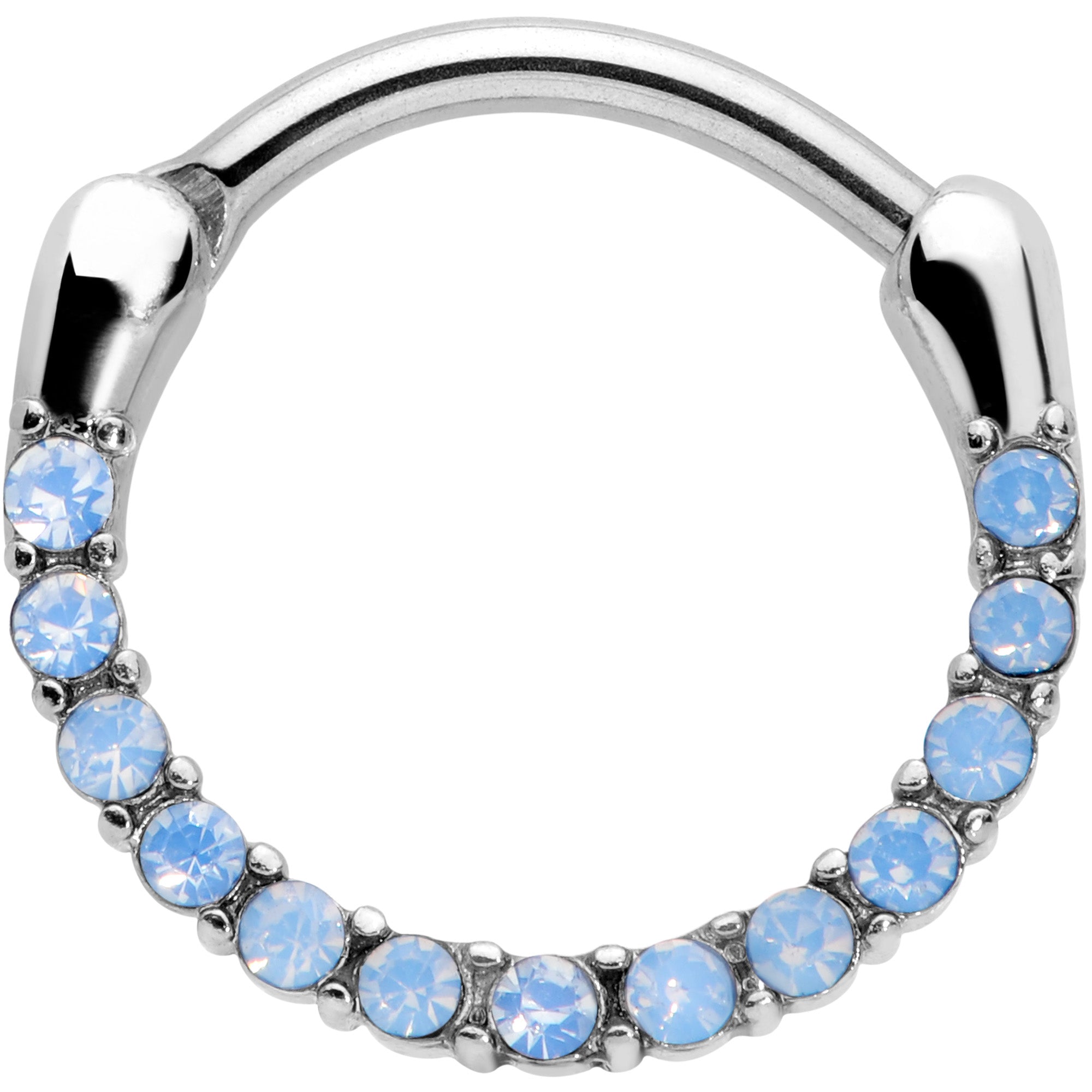 16G 3/8 Light Blue Gem Paved Cartilage Clicker