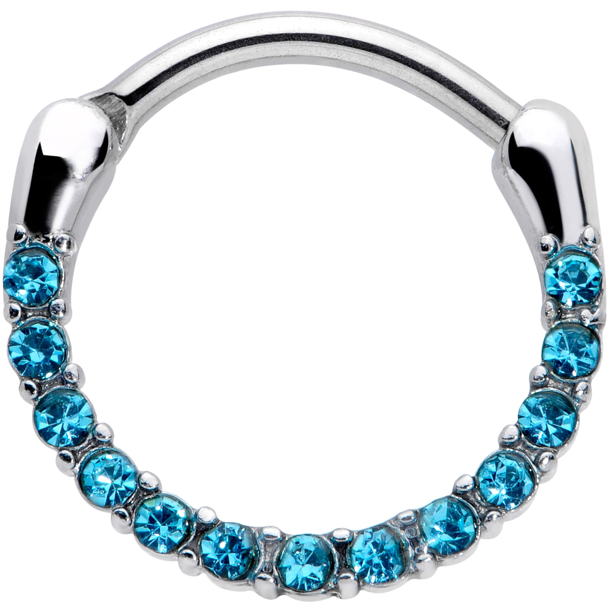 16G 3/8 Baby Blue Gem Paved Cartilage Clicker