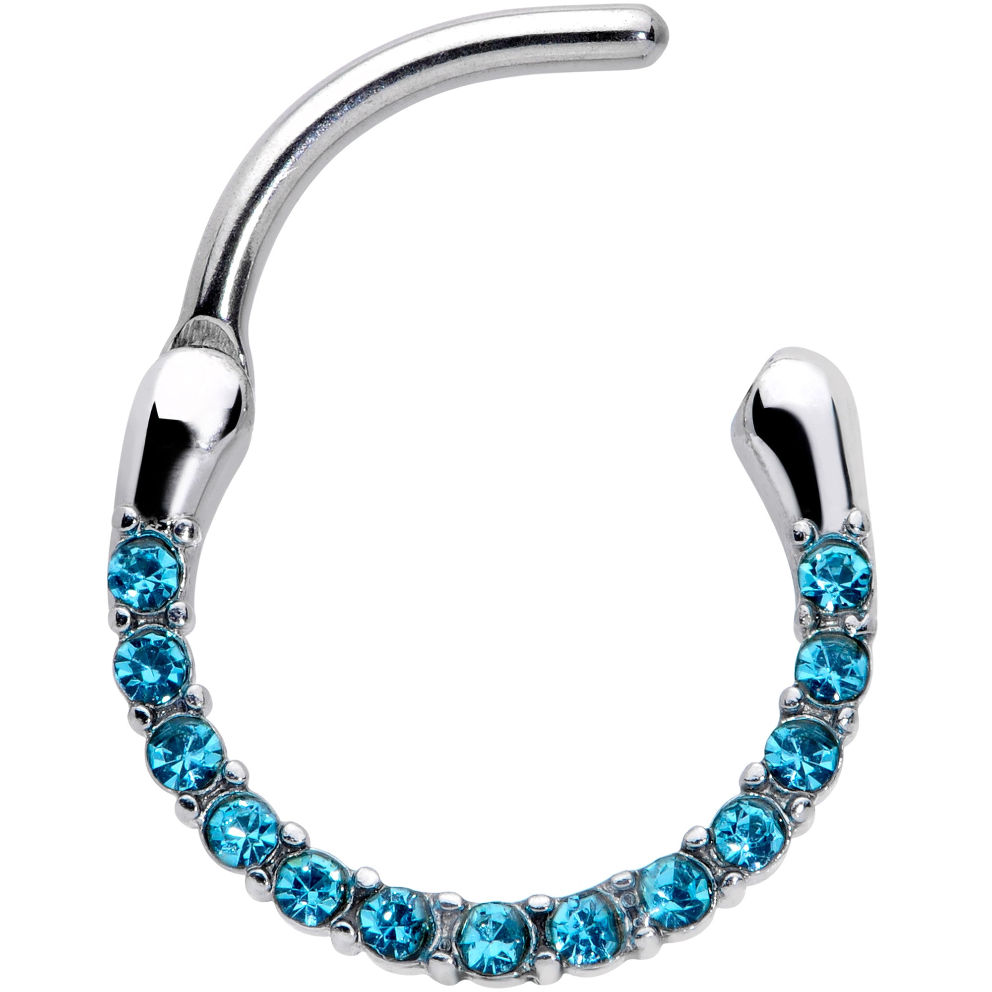 16G 3/8 Baby Blue Gem Paved Cartilage Clicker