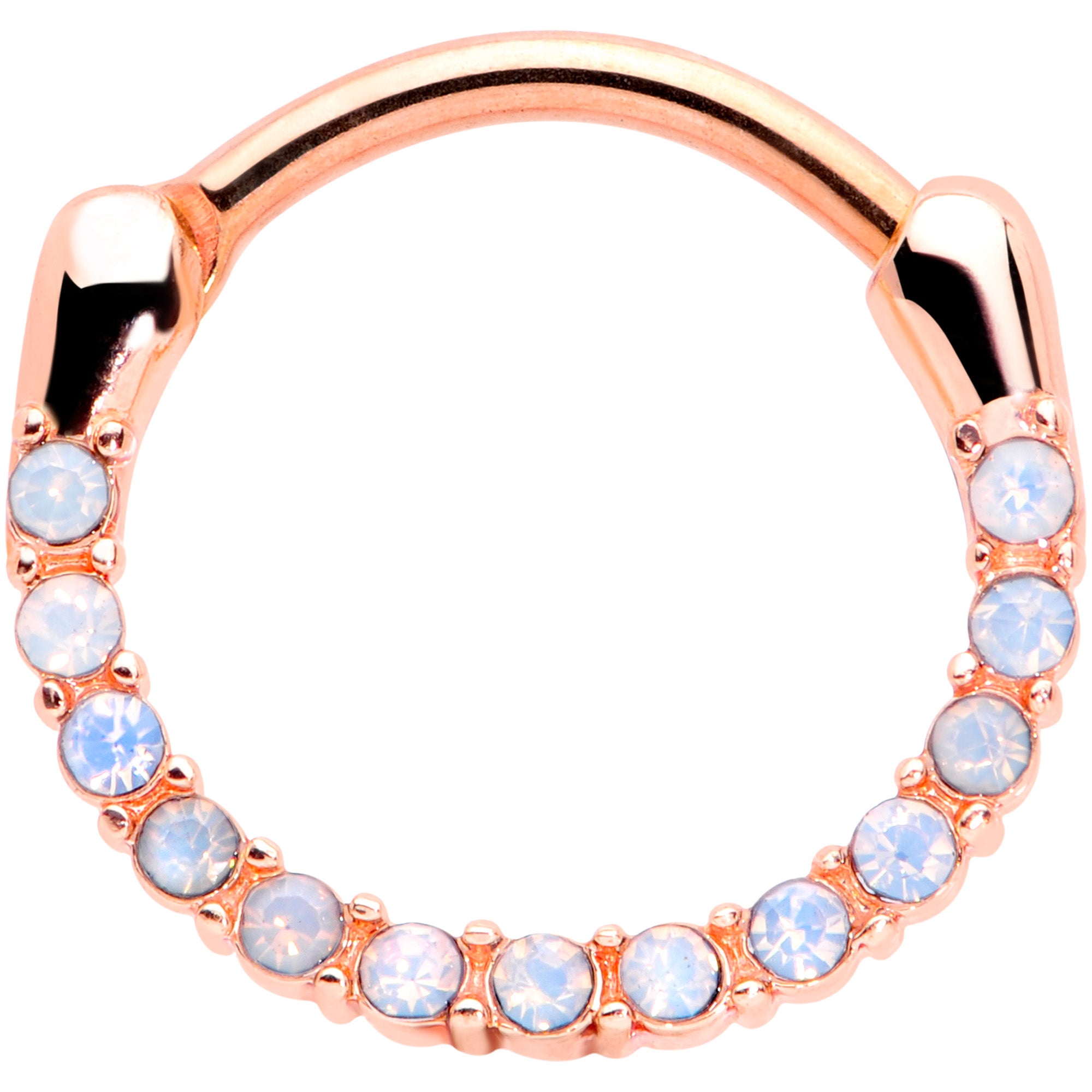 16G 3/8 Aurora Gem Rose Gold Tone Paved Cartilage Clicker