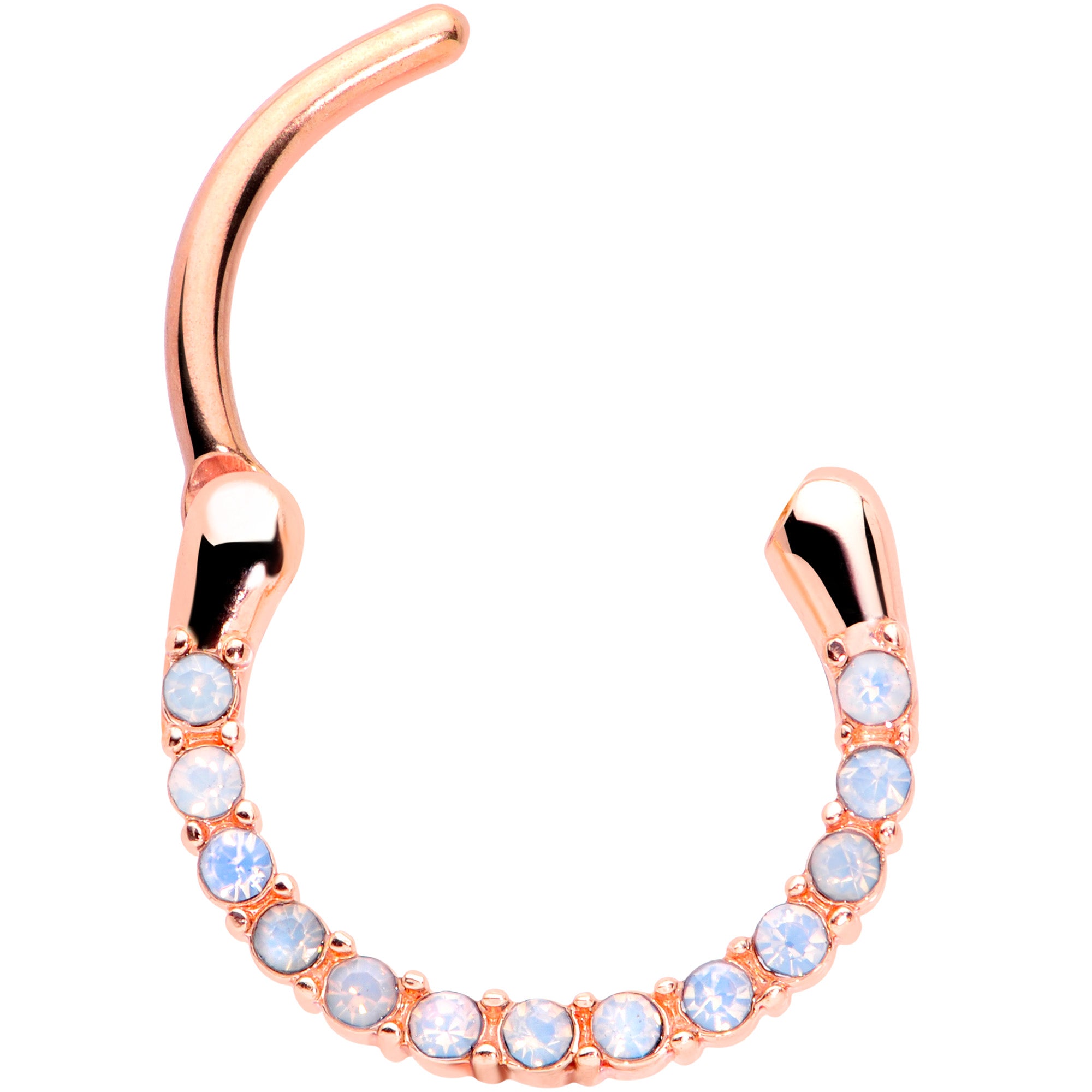16G 3/8 Aurora Gem Rose Gold Tone Paved Cartilage Clicker
