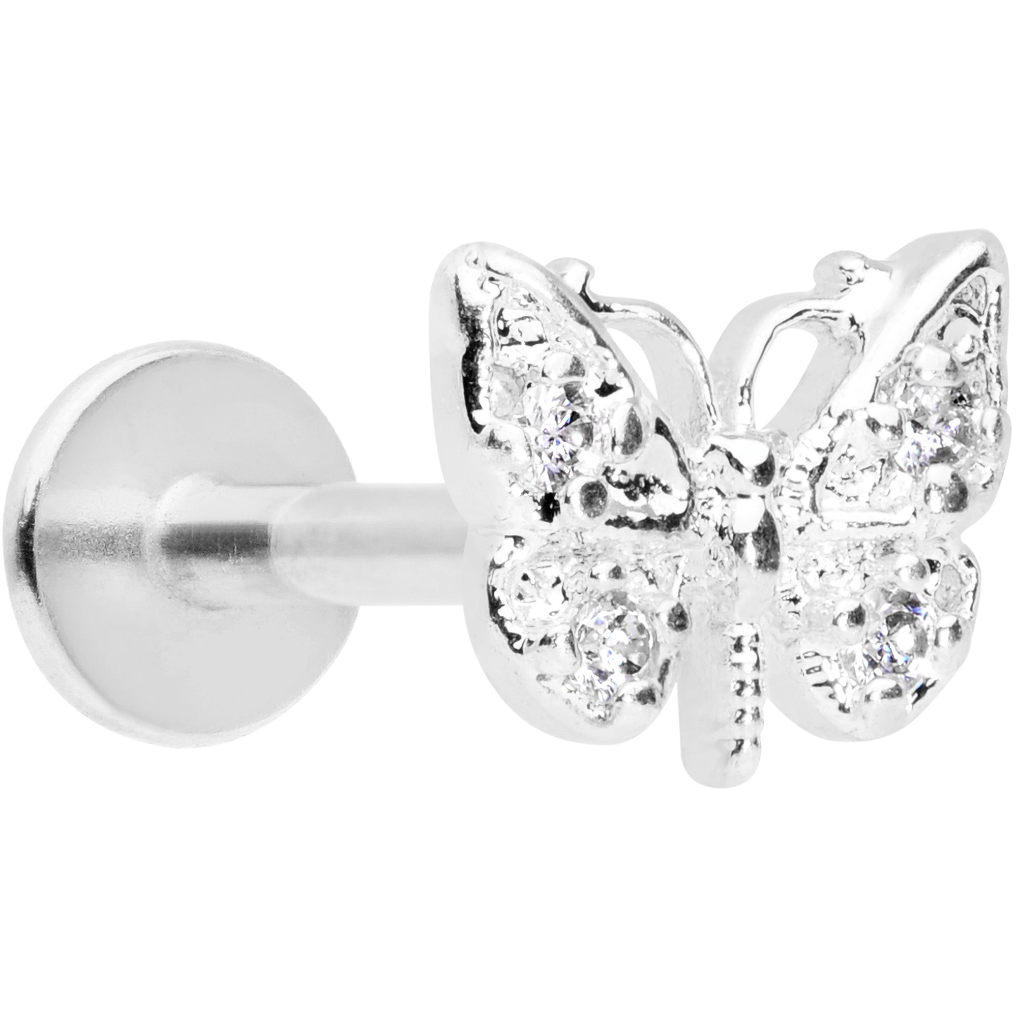16G 5/16 Clear Gem Butterfly Labret Monroe Tragus