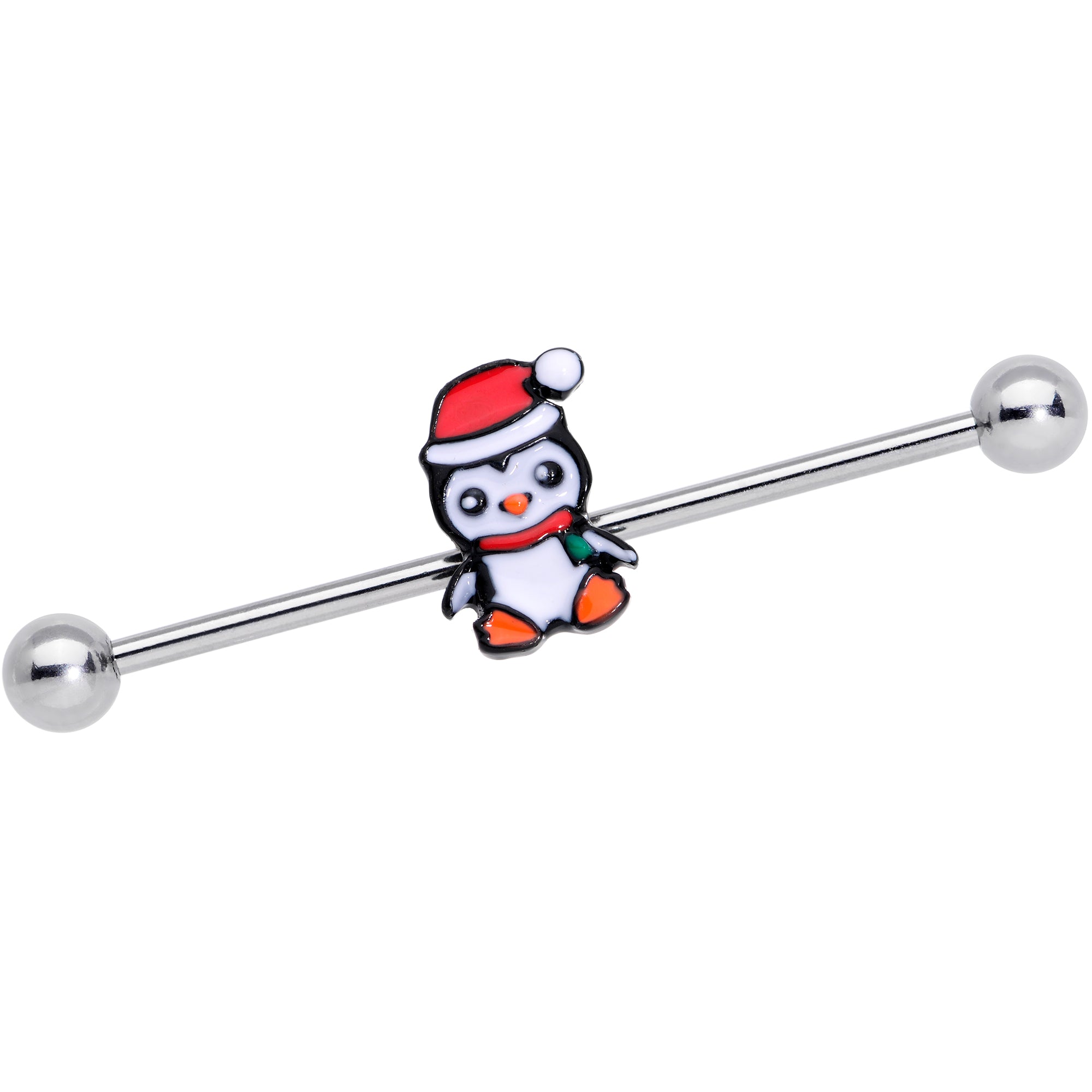 14G Santa Penguin Christmas Industrial Barbell 38mm