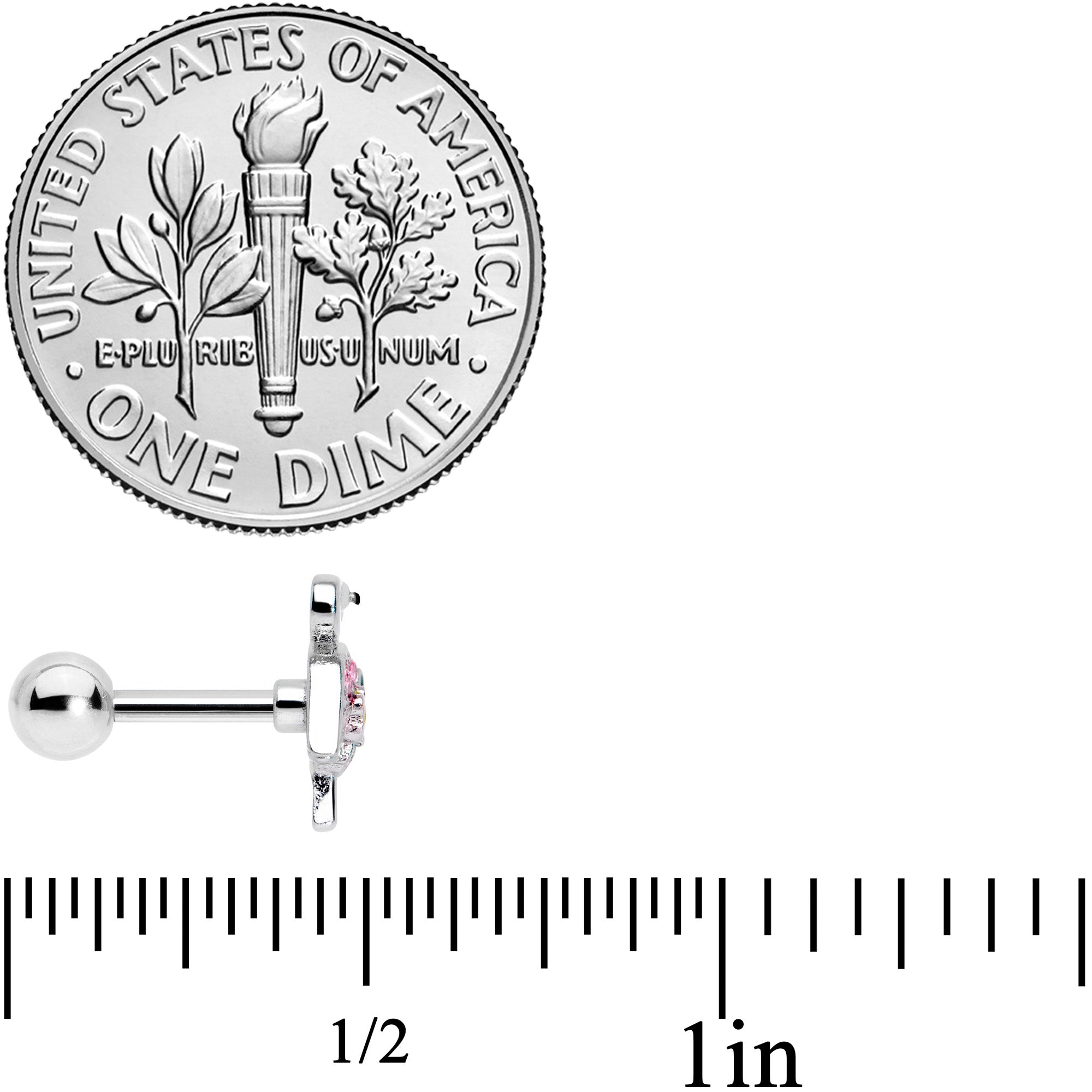 16G 1/4 Pink Gem Funky Flamingo Cartilage Tragus Earring