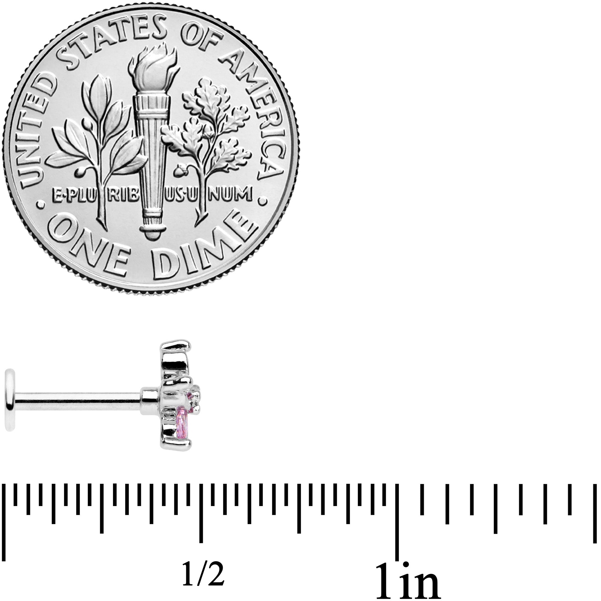 16G 5/16 Pink Gem Pretty Petals Flower Labret Monroe Tragus