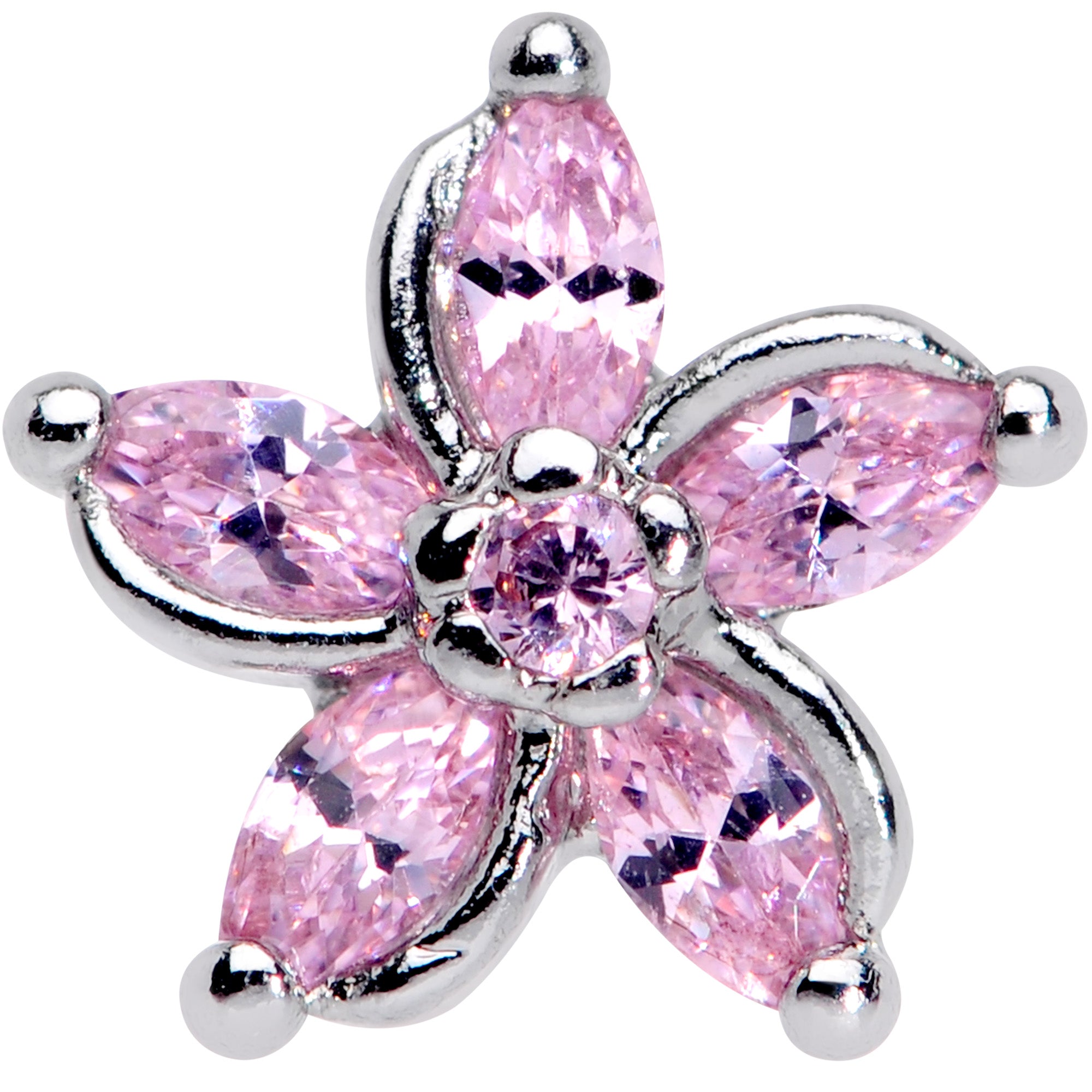 16G 1/4 Pink Gem Pretty Petals Flower Cartilage Tragus Earring