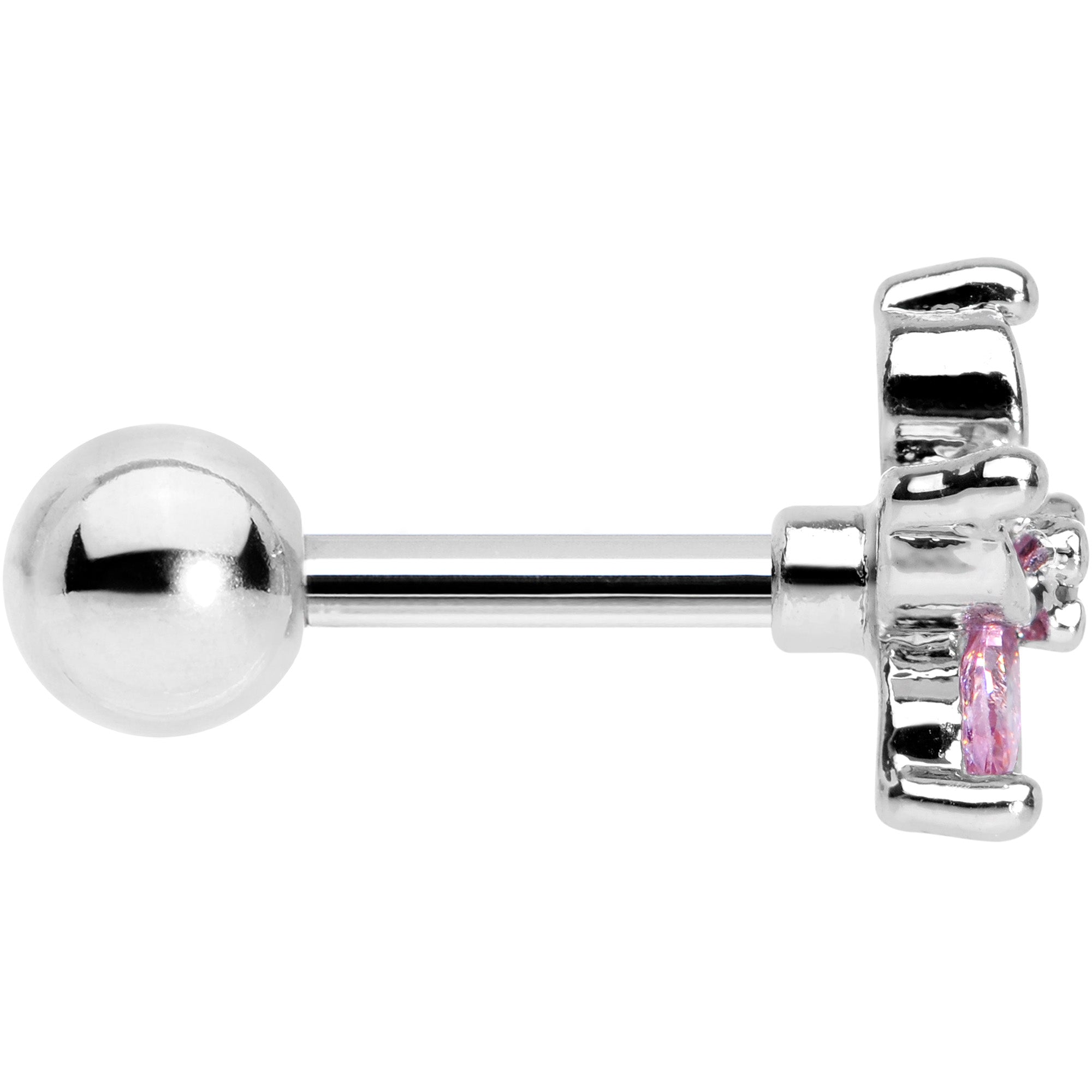 16G 1/4 Pink Gem Pretty Petals Flower Cartilage Tragus Earring