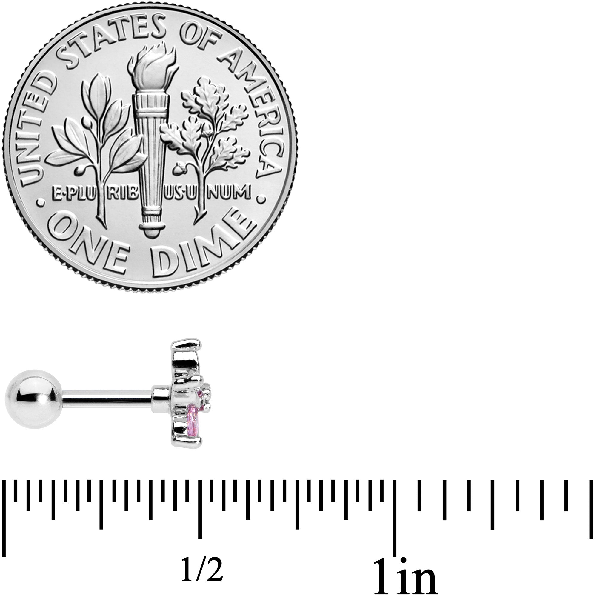 16G 1/4 Pink Gem Pretty Petals Flower Cartilage Tragus Earring