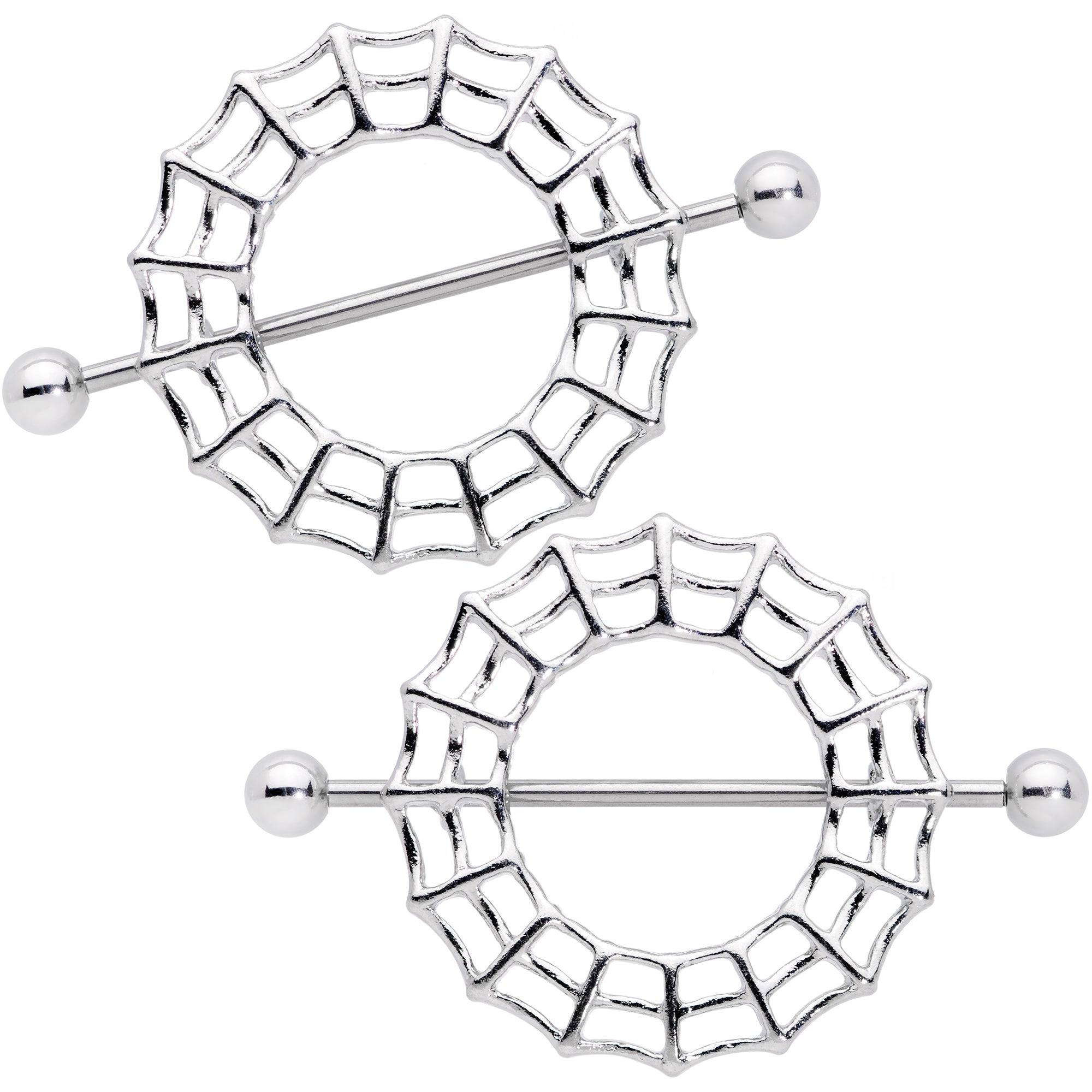 14G 7/8 Sexy Spider Web Halloween Nipple Shield Set