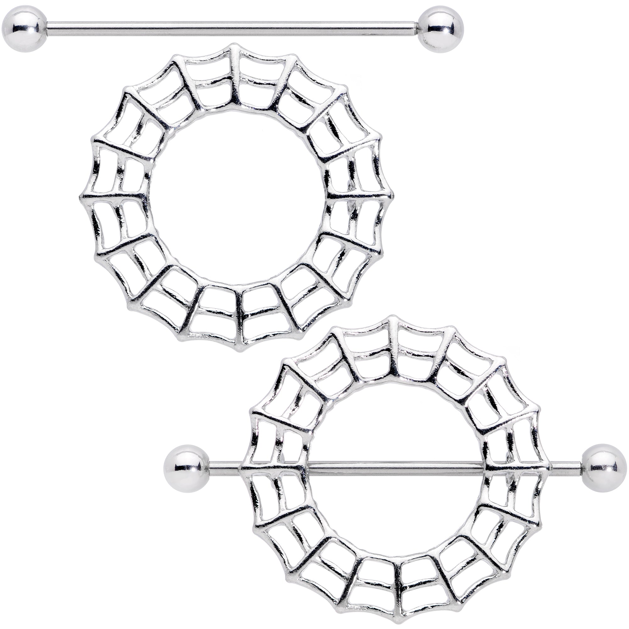 14G 7/8 Sexy Spider Web Halloween Nipple Shield Set