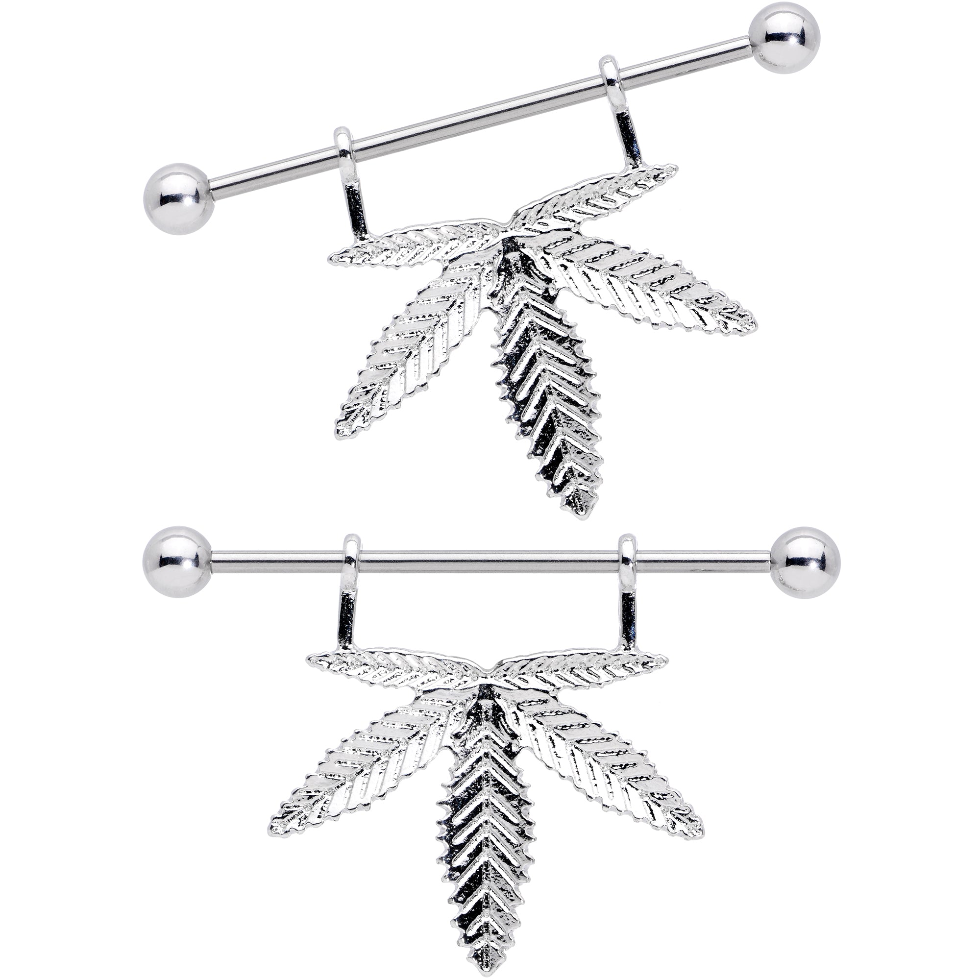 14G 11/16 Hanging Pot Leaf Dangle Nipple Shield Set